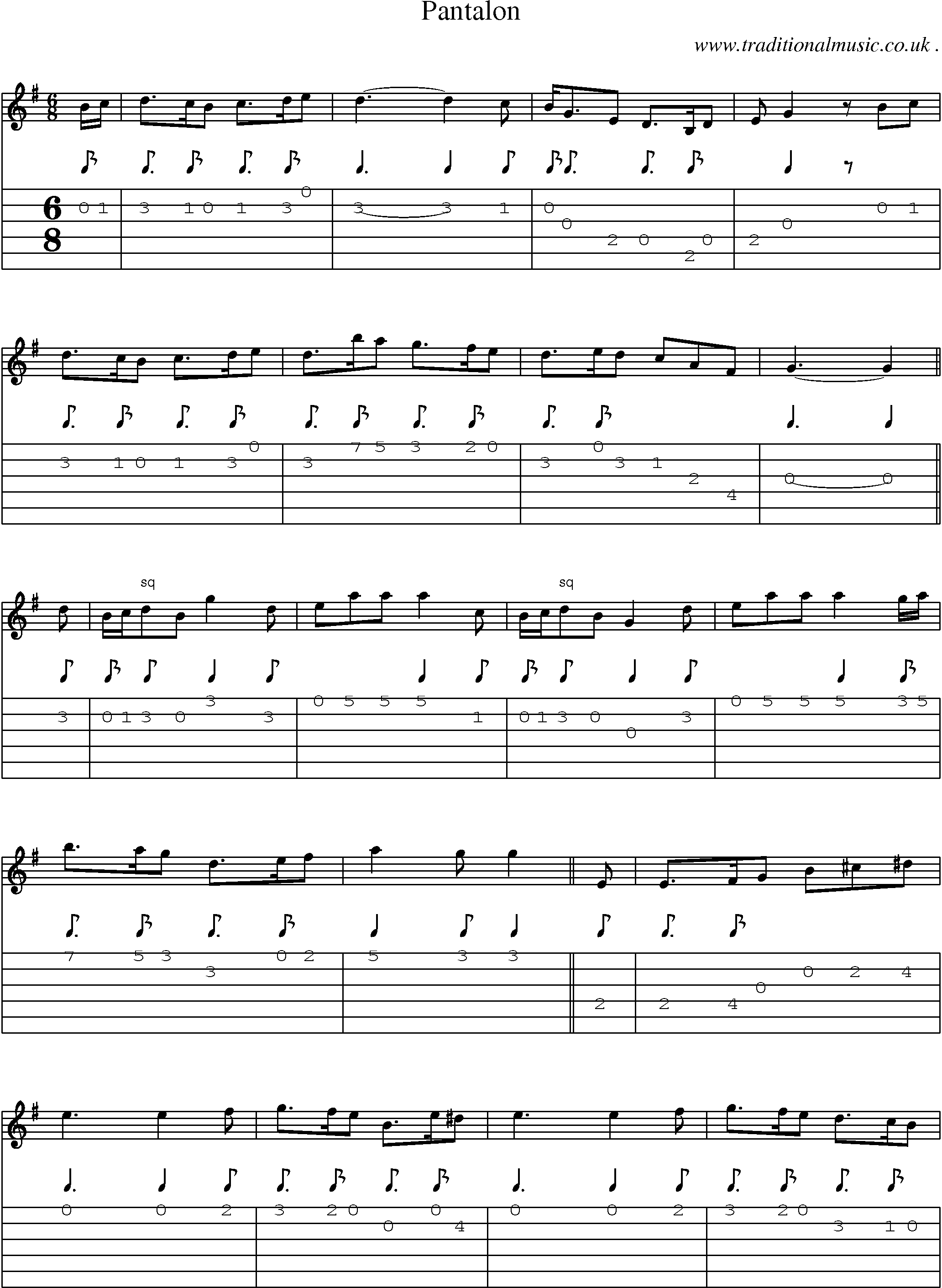 Sheet-Music and Guitar Tabs for Pantalon