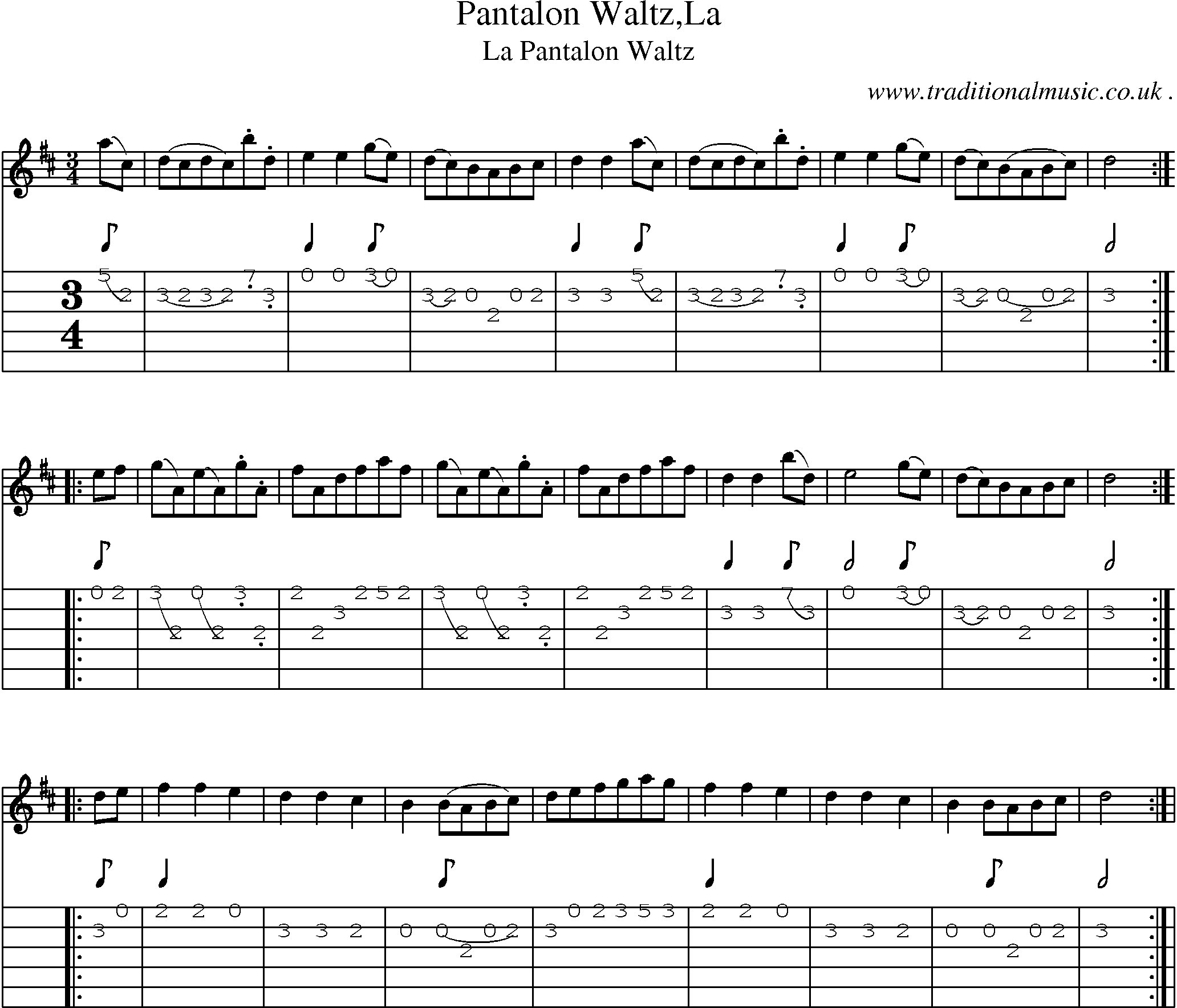 Sheet-Music and Guitar Tabs for Pantalon Waltzla