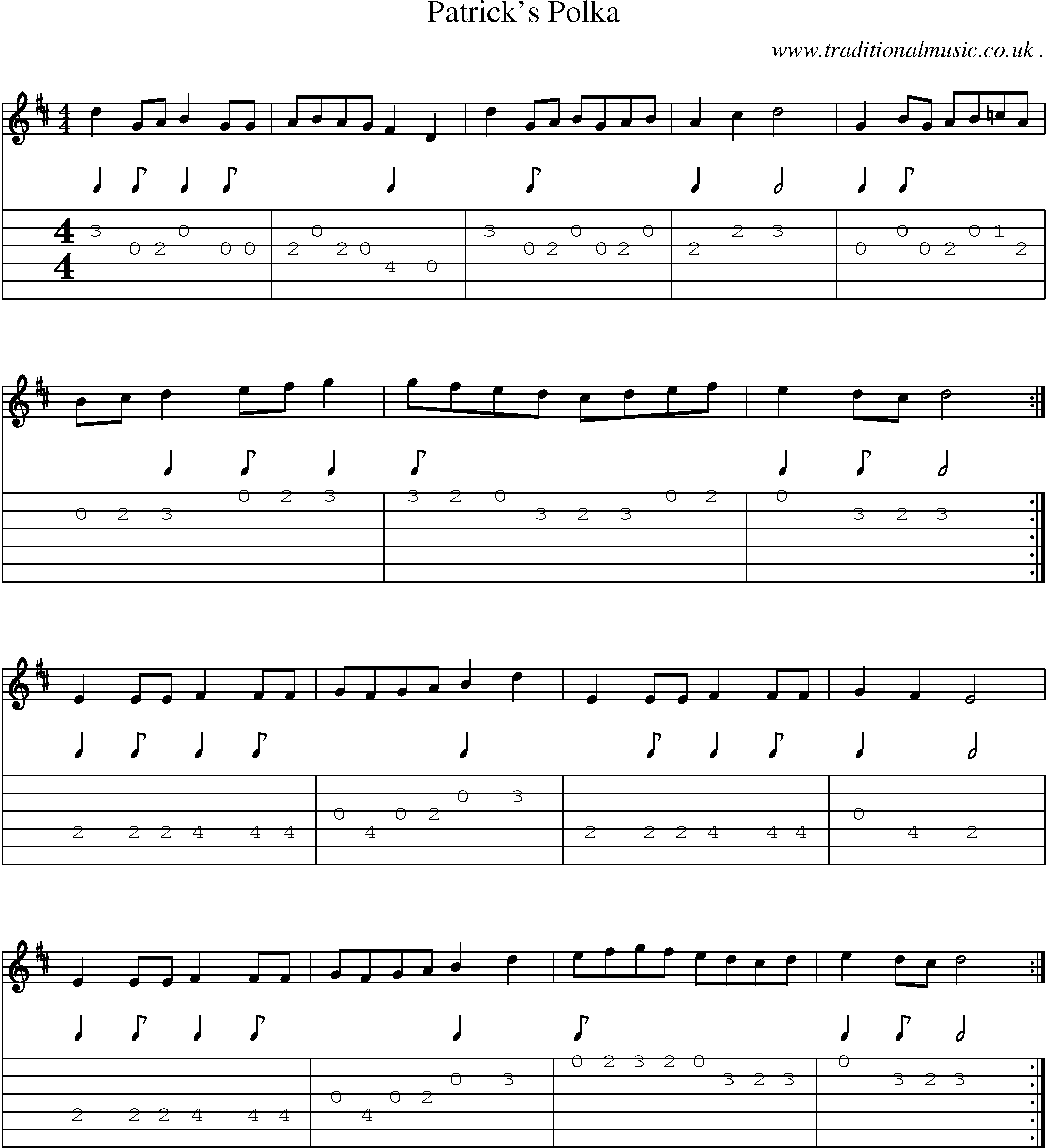Sheet-Music and Guitar Tabs for Patricks Polka