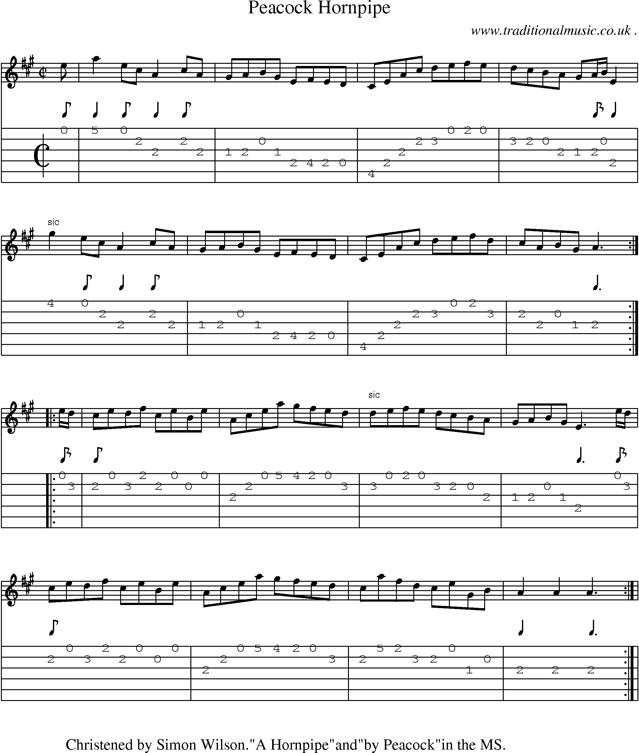 Sheet-Music and Guitar Tabs for Peacock Hornpipe