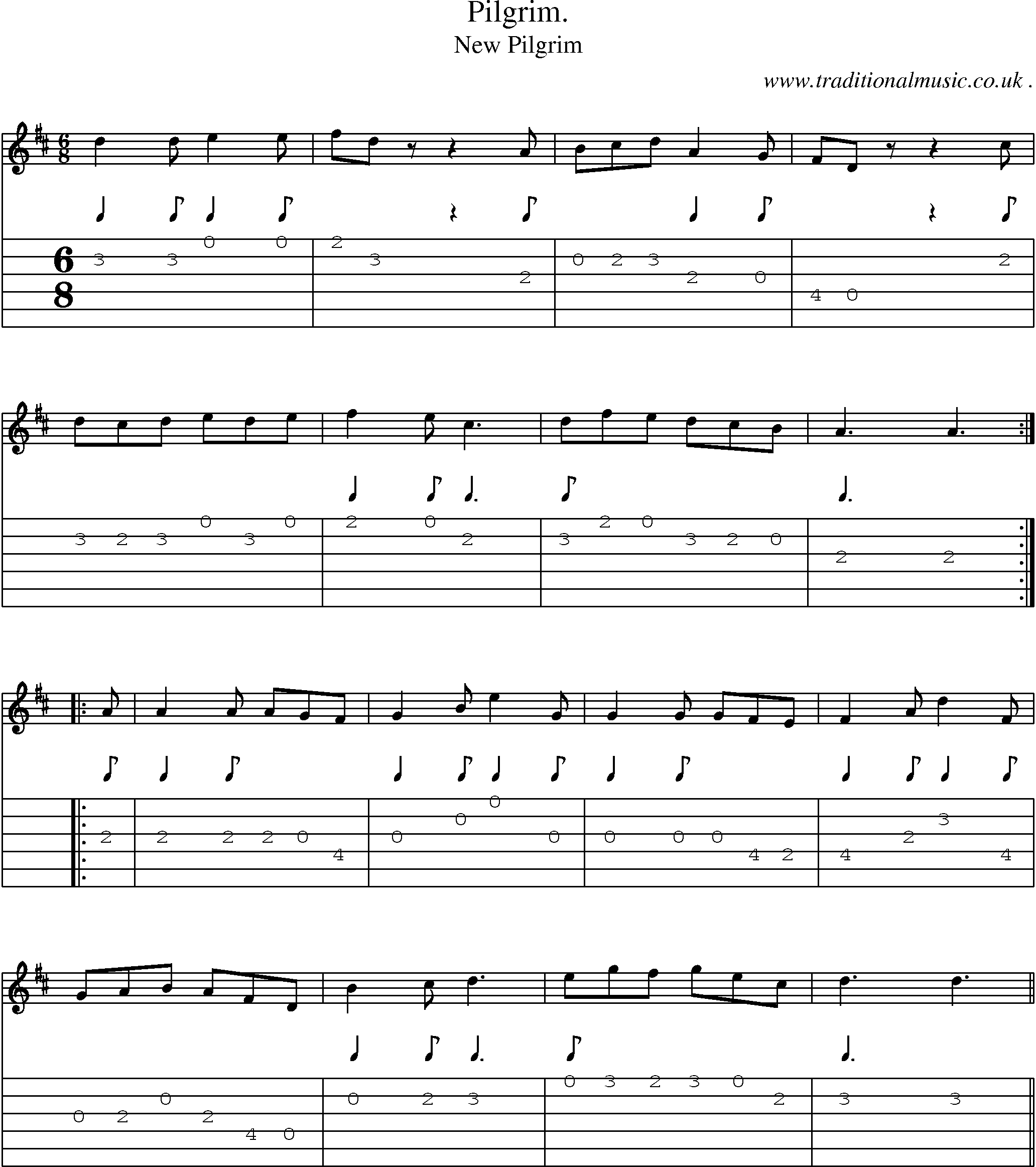 Sheet-Music and Guitar Tabs for Pilgrim 