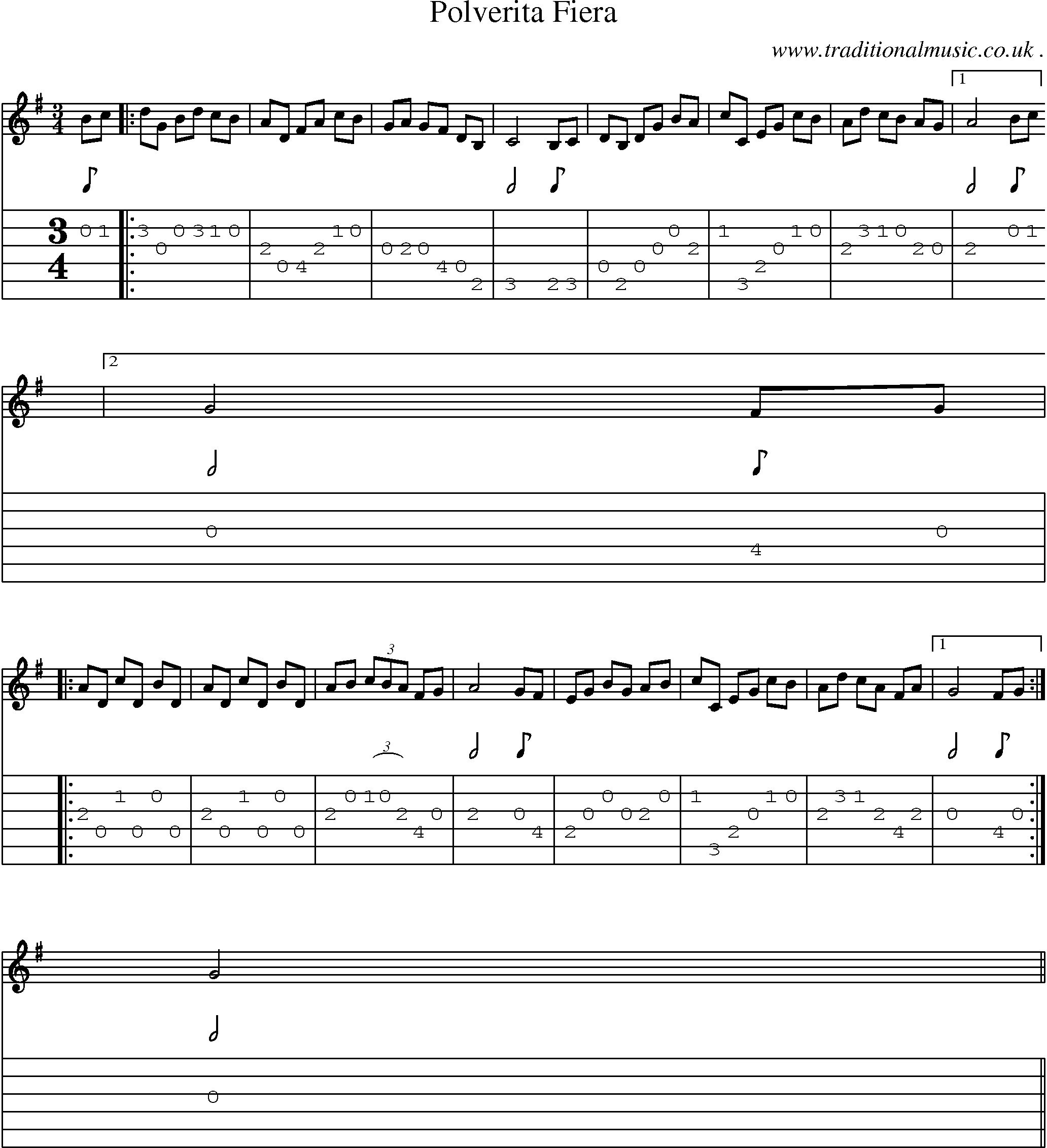 Sheet-Music and Guitar Tabs for Polverita Fiera