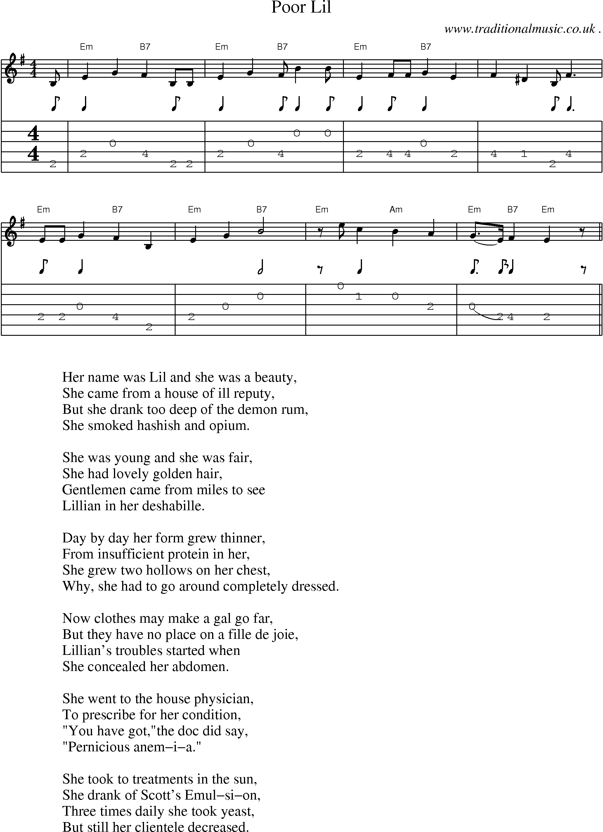 Sheet-Music and Guitar Tabs for Poor Lil