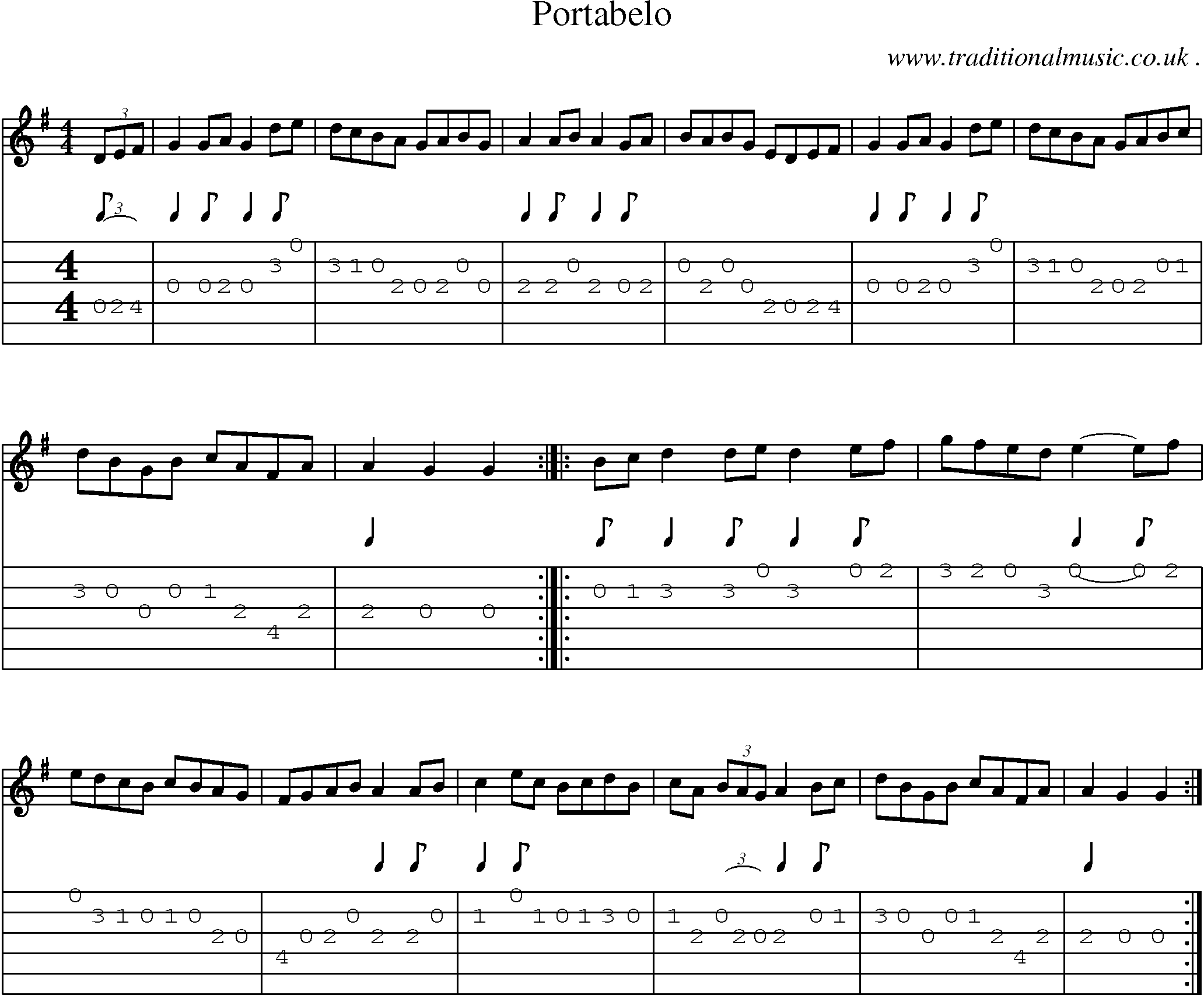 Sheet-Music and Guitar Tabs for Portabelo