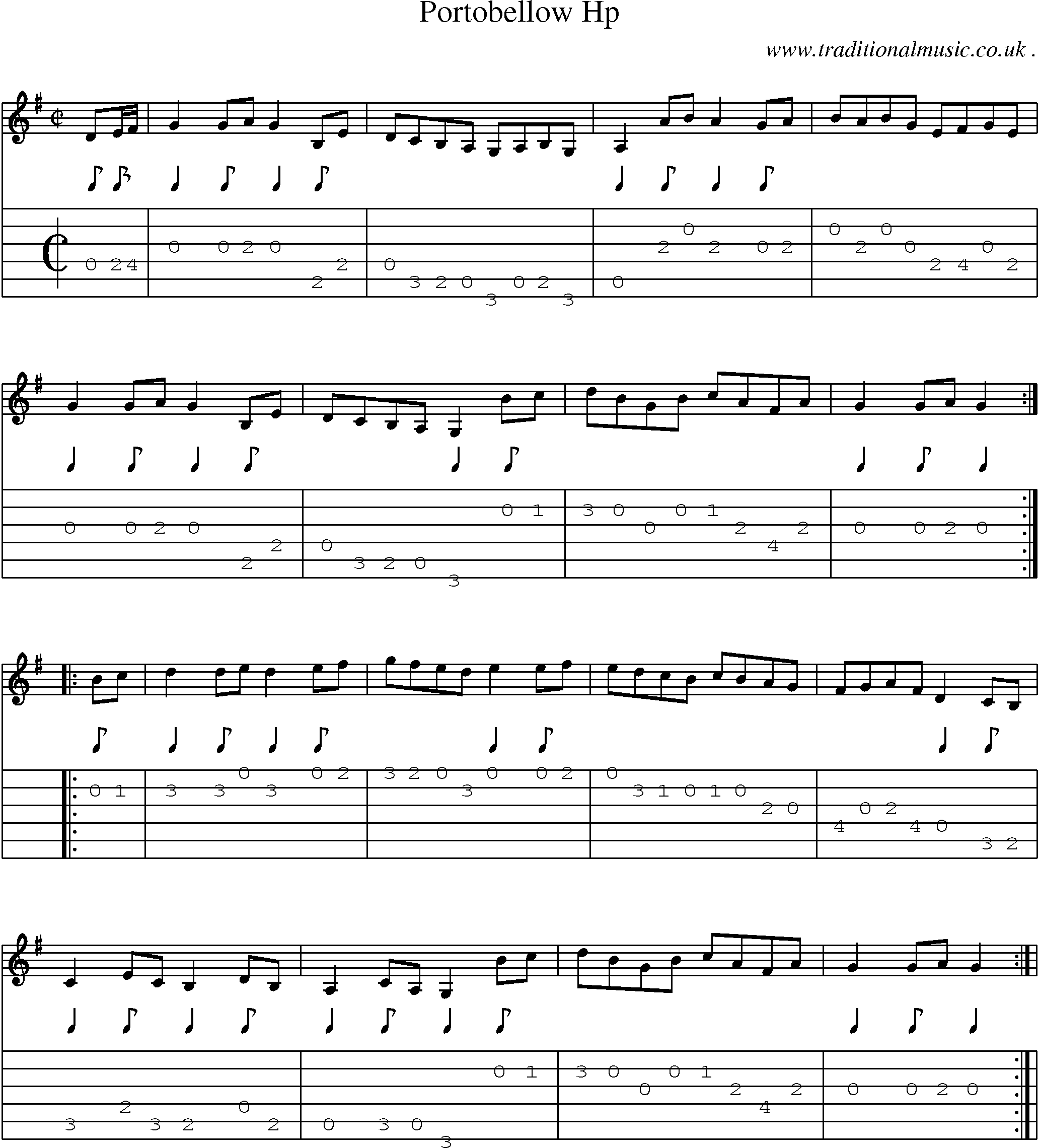 Sheet-Music and Guitar Tabs for Portobellow Hp