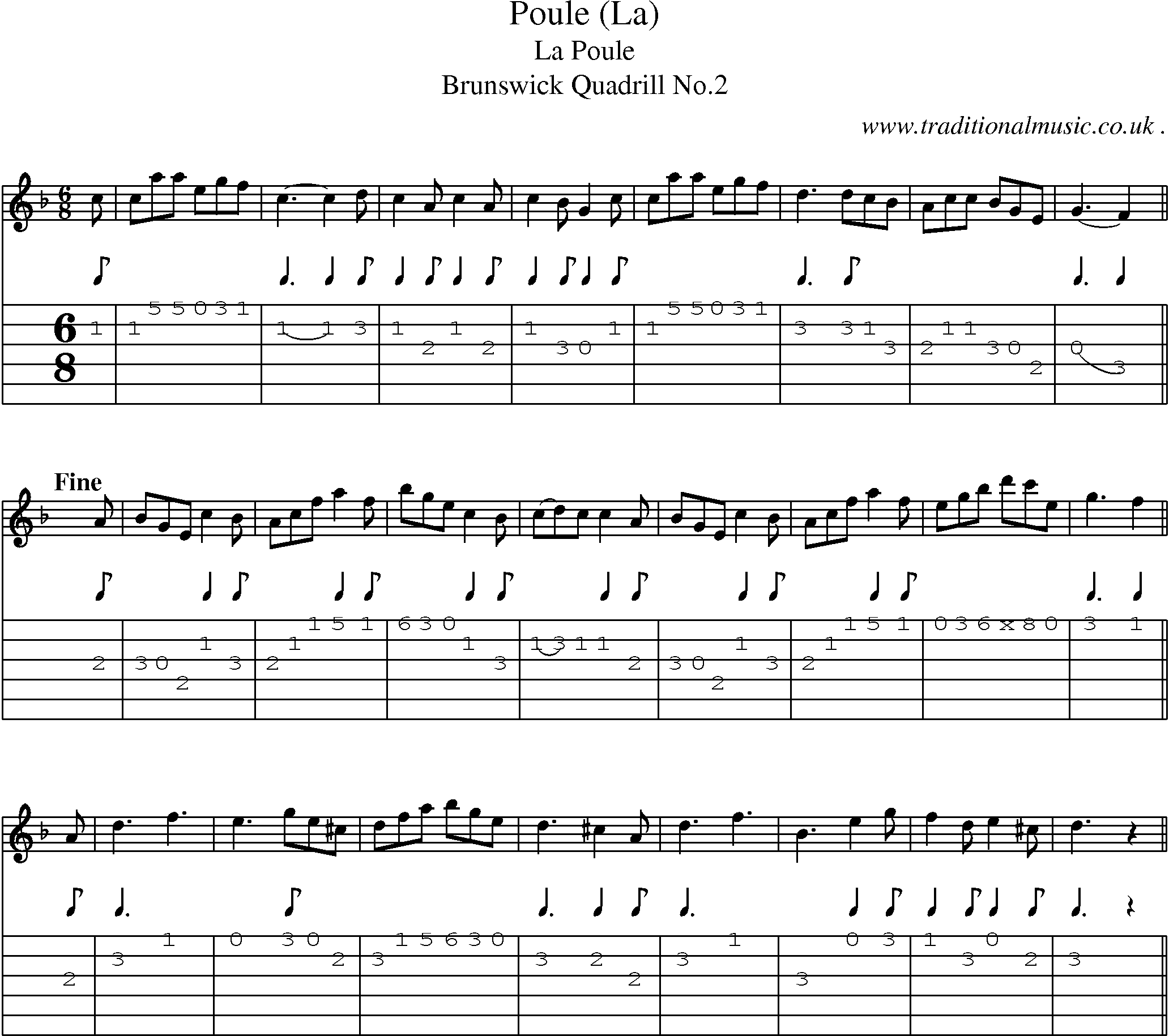 Sheet-Music and Guitar Tabs for Poule (la)