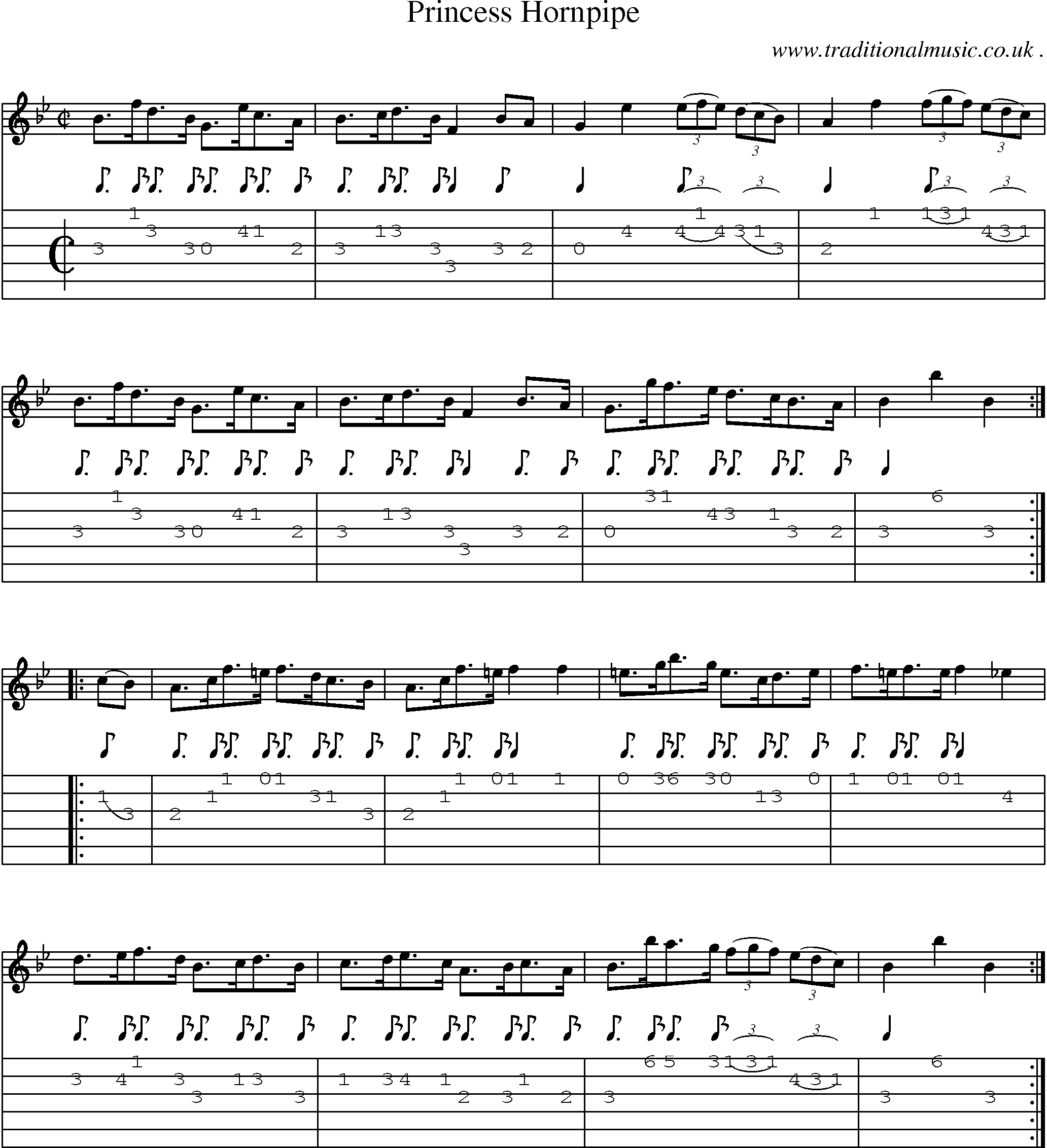 Sheet-Music and Guitar Tabs for Princess Hornpipe