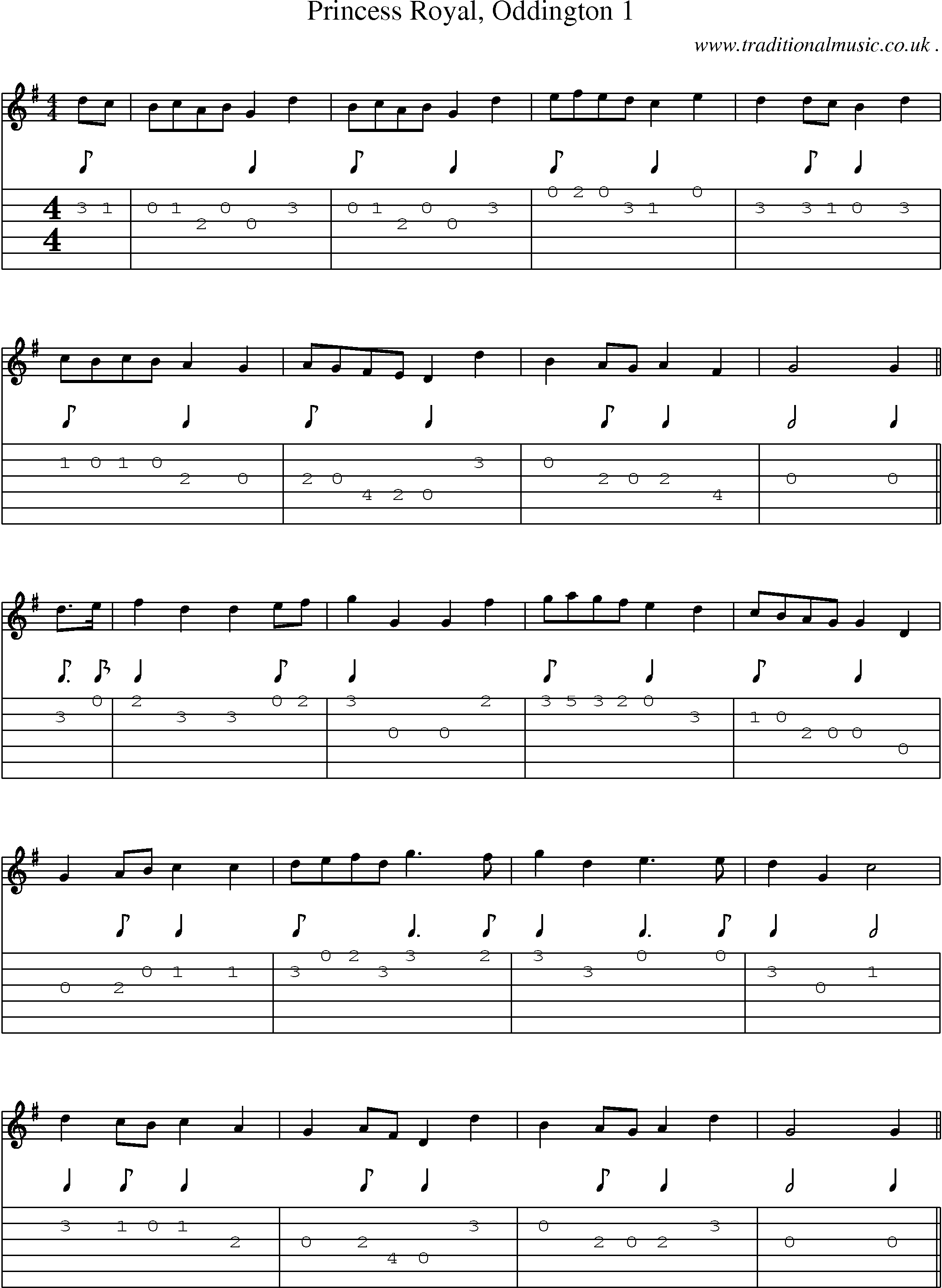 Sheet-Music and Guitar Tabs for Princess Royal Oddington 1