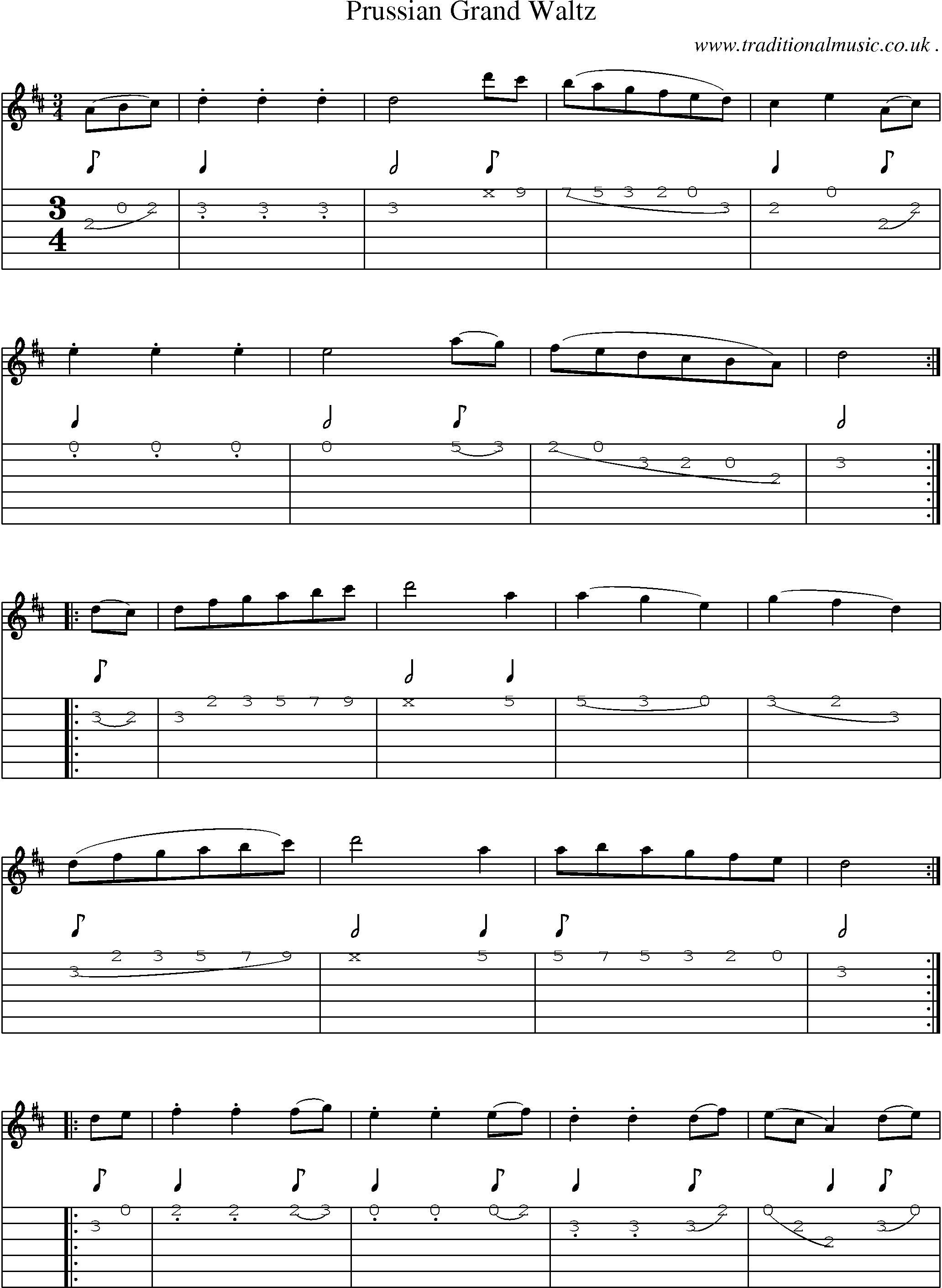 Sheet-Music and Guitar Tabs for Prussian Grand Waltz