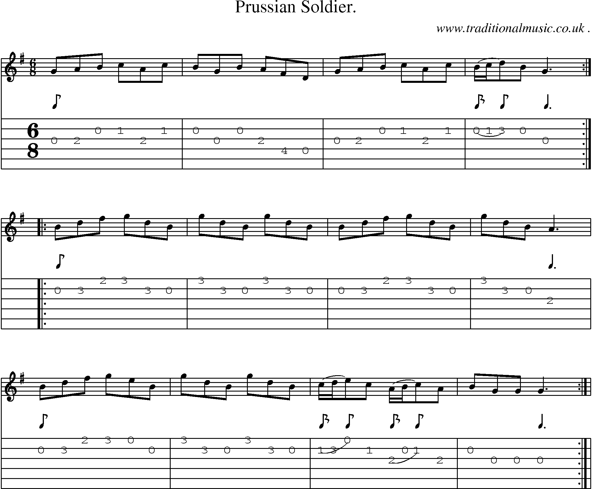 Sheet-Music and Guitar Tabs for Prussian Soldier