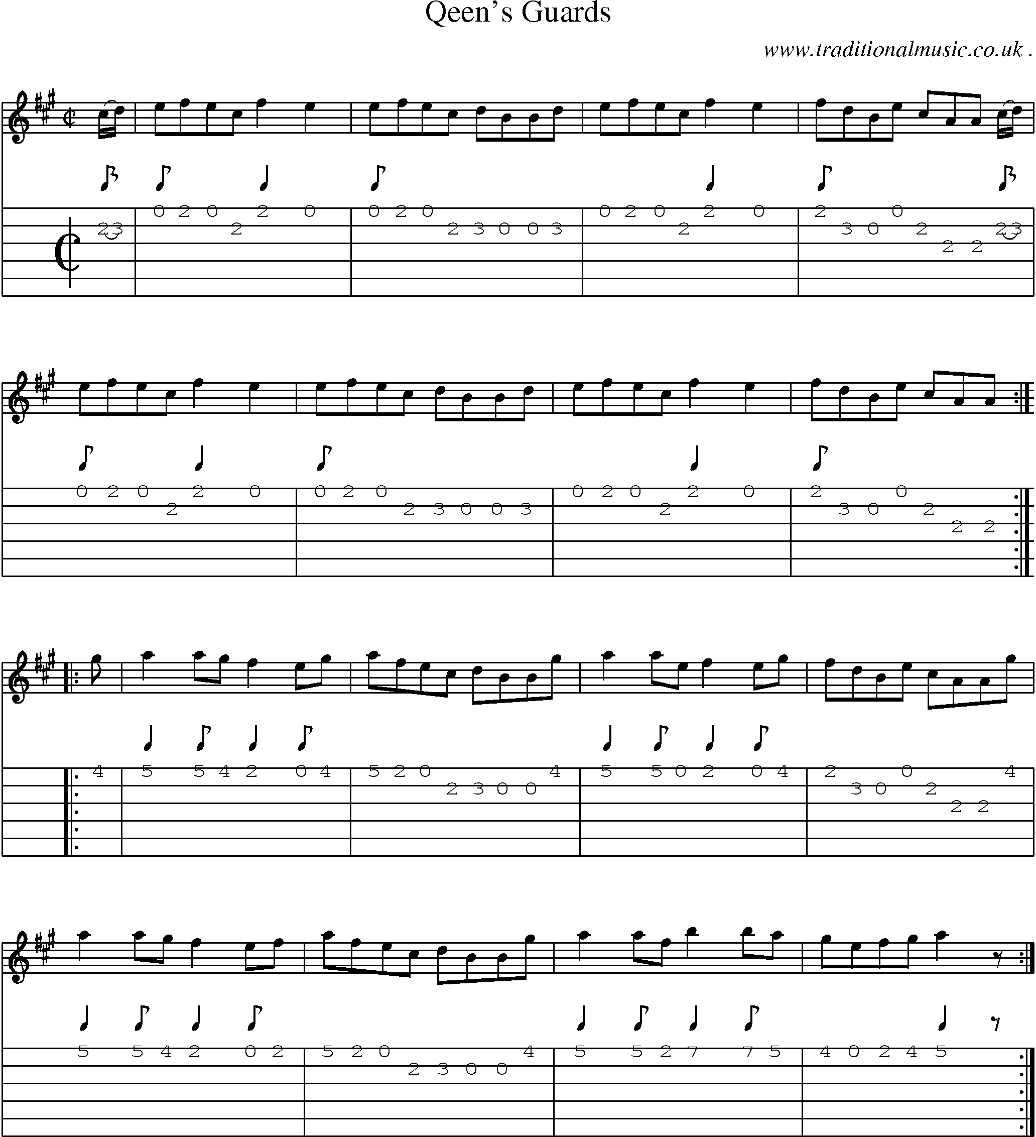 Sheet-Music and Guitar Tabs for Qeens Guards