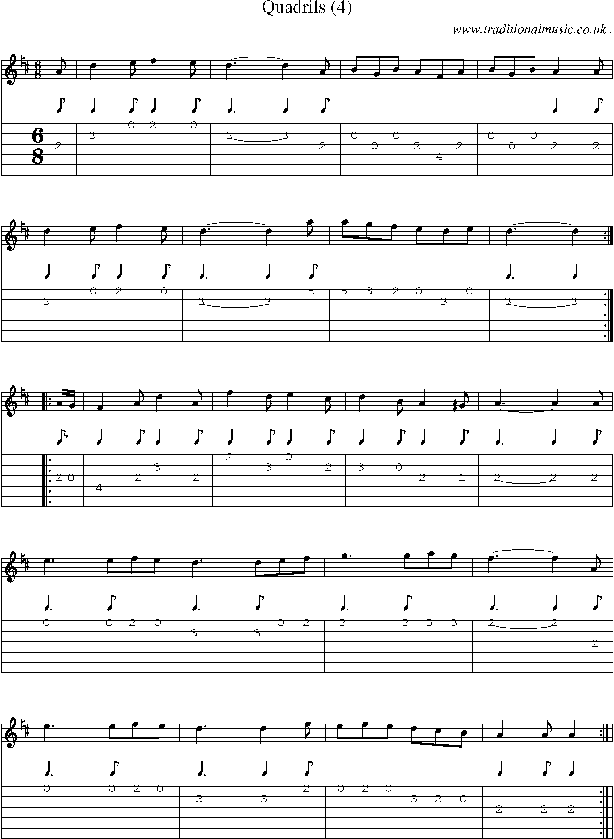 Sheet-Music and Guitar Tabs for Quadrils (4)