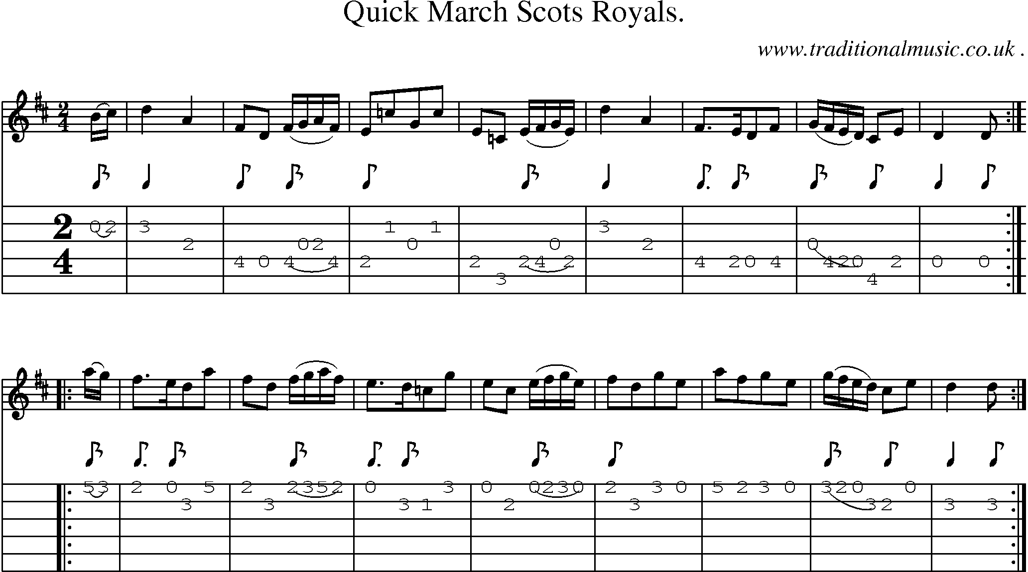 Sheet-Music and Guitar Tabs for Quick March Scots Royals