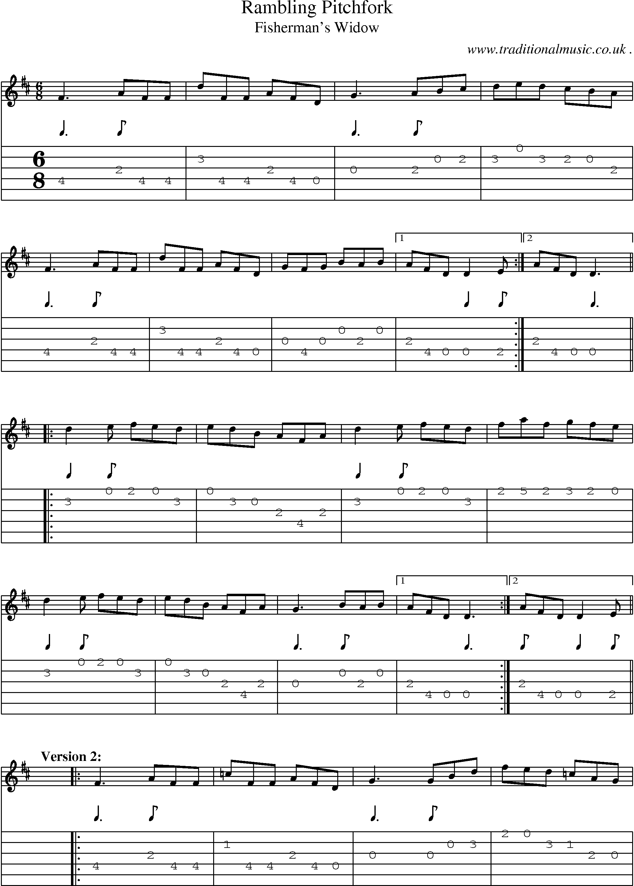 Sheet-Music and Guitar Tabs for Rambling Pitchfork