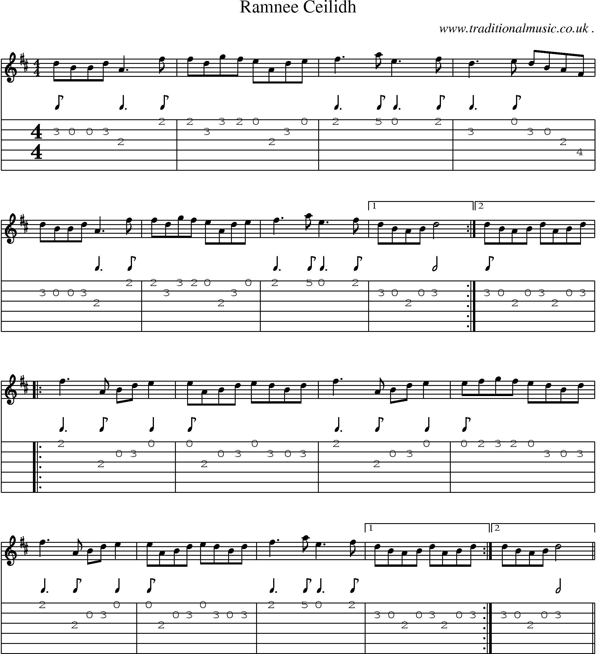 Sheet-Music and Guitar Tabs for Ramnee Ceilidh