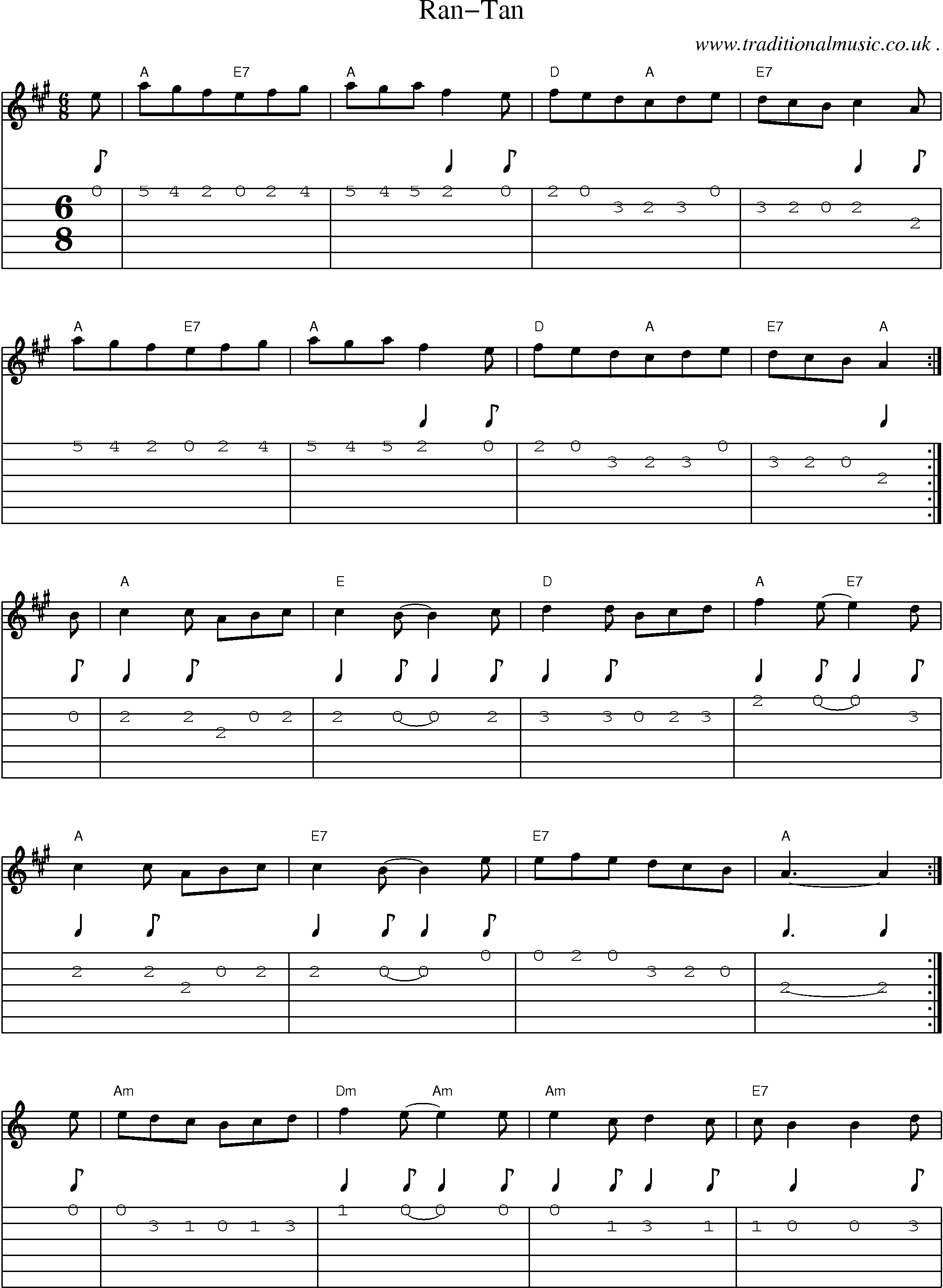 Sheet-Music and Guitar Tabs for Ran-tan