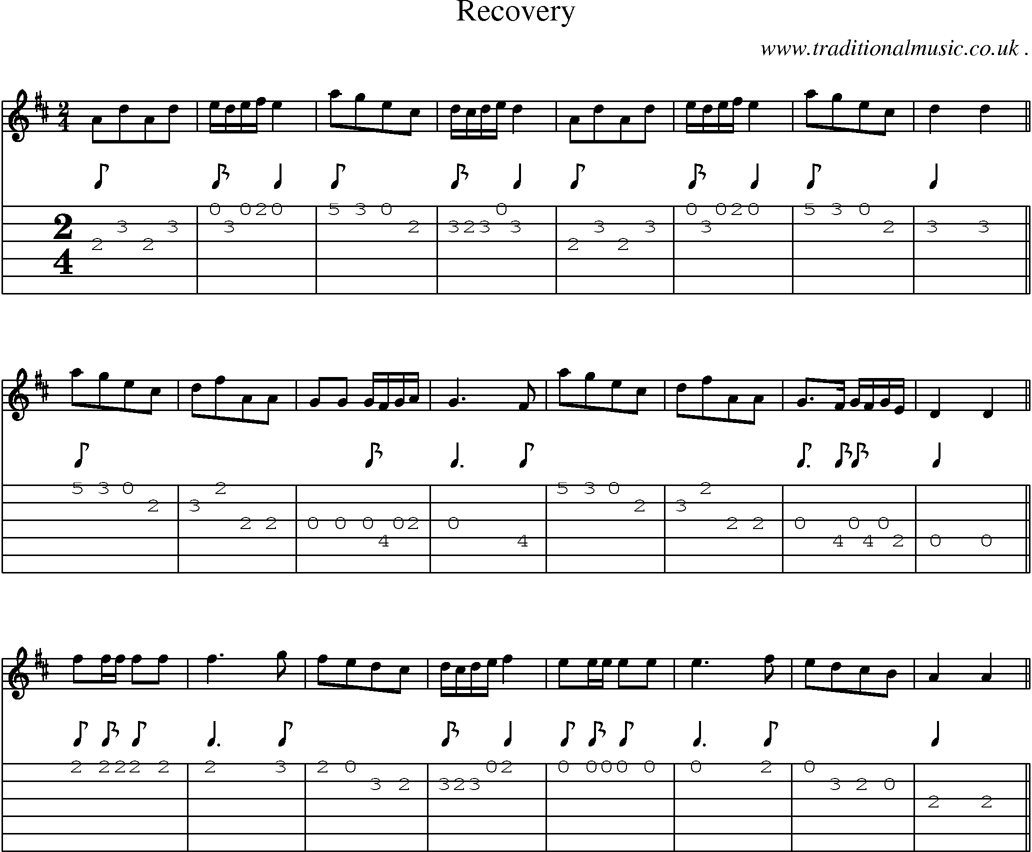 Sheet-Music and Guitar Tabs for Recovery