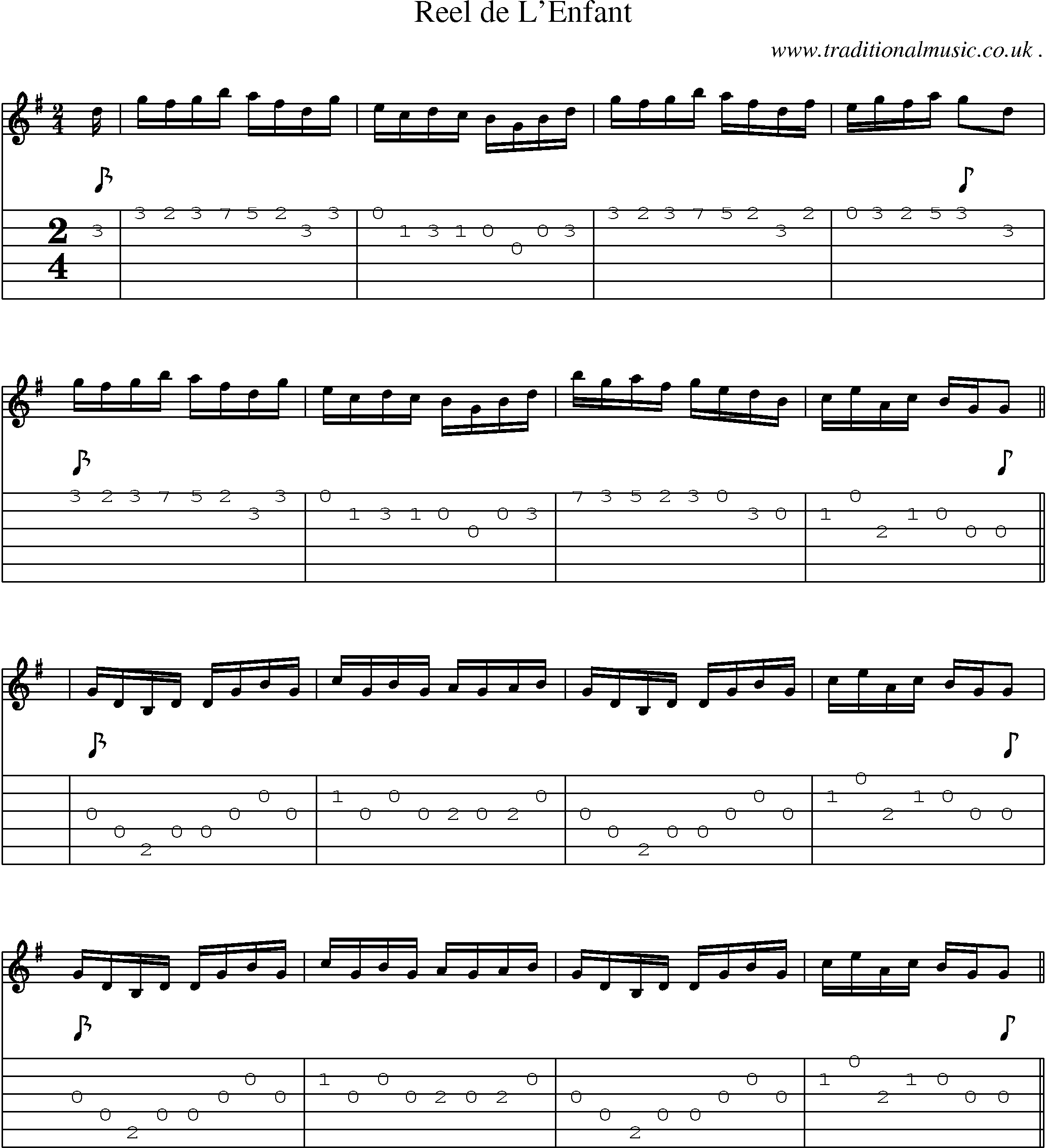 Sheet-Music and Guitar Tabs for Reel De Lenfant