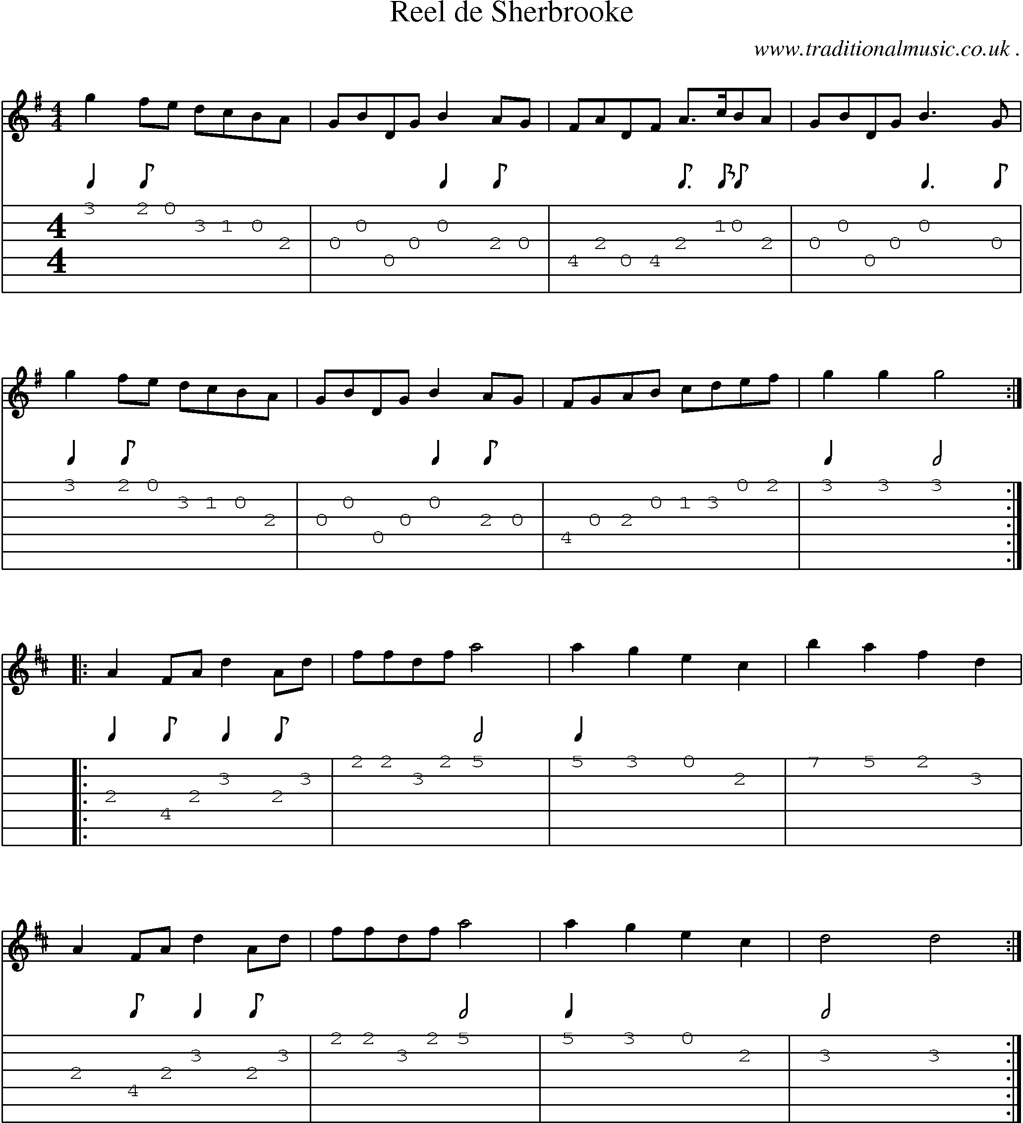 Sheet-Music and Guitar Tabs for Reel De Sherbrooke