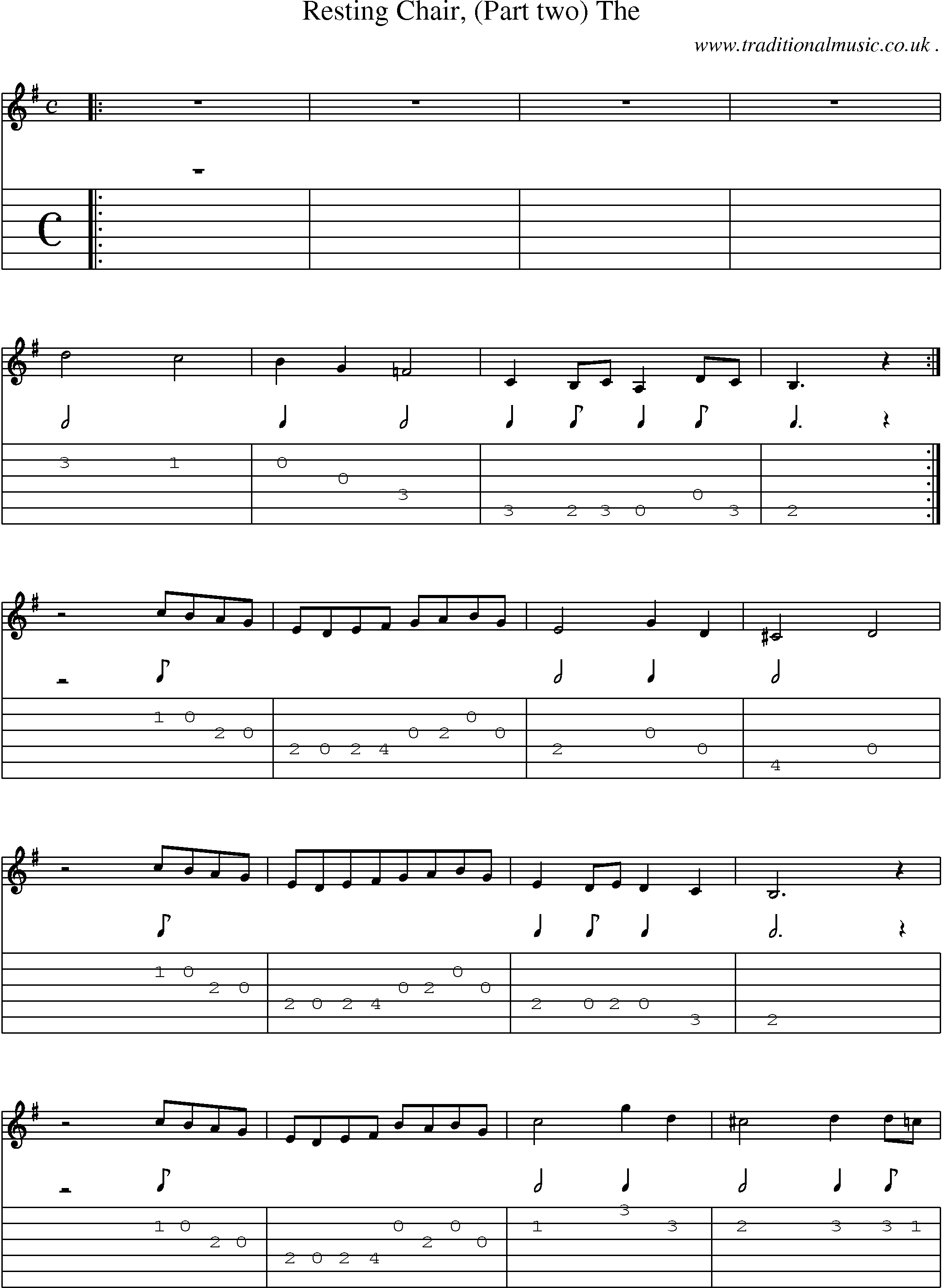Sheet-Music and Guitar Tabs for Resting Chair (part Two) The