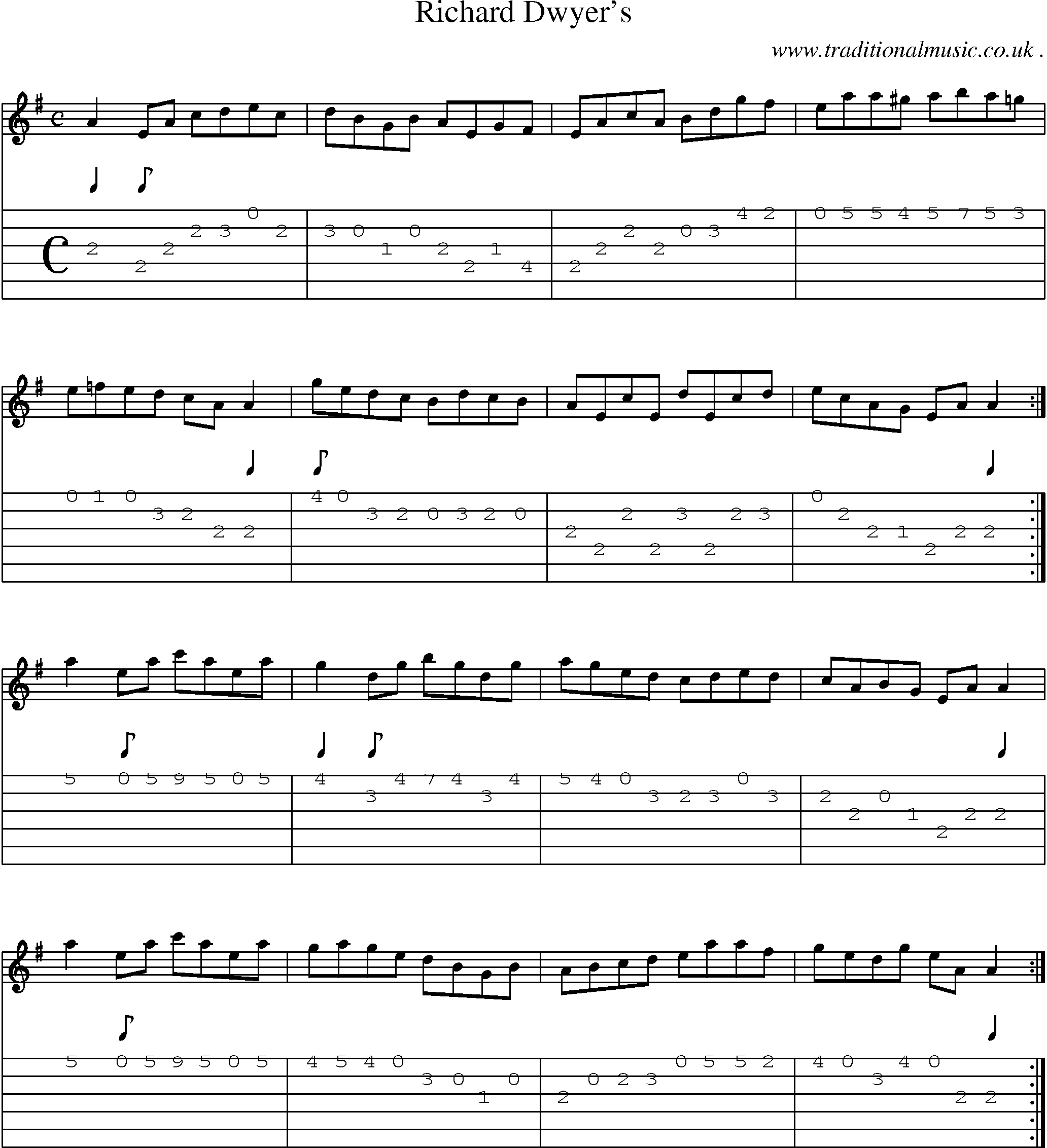 Sheet-Music and Guitar Tabs for Richard Dwyers