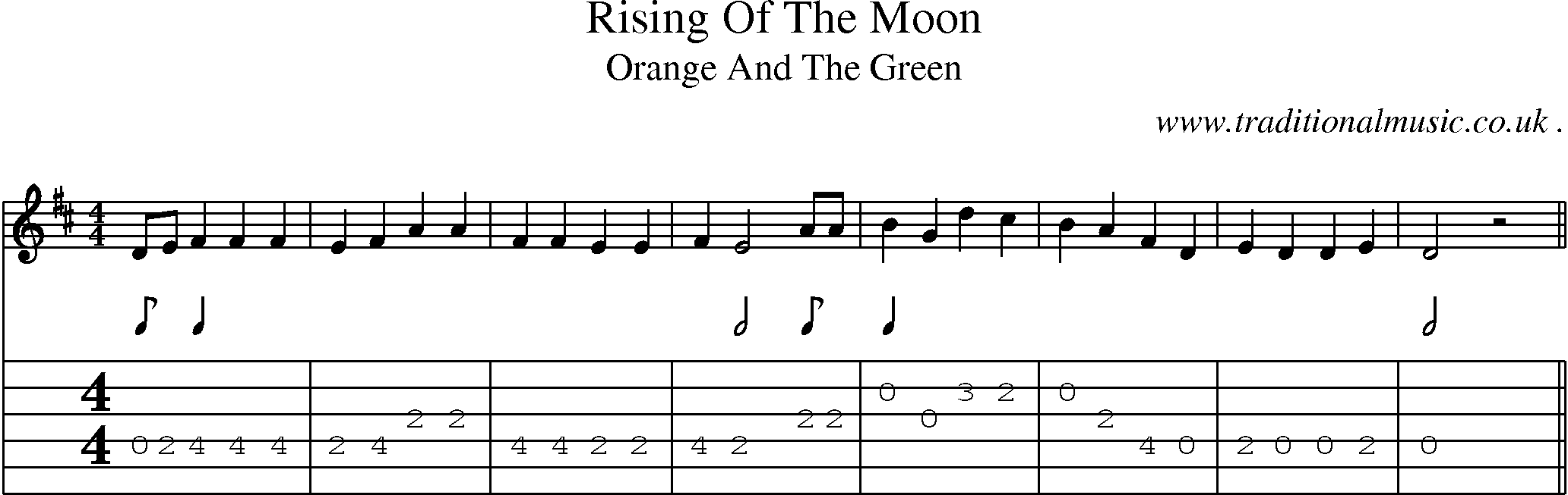 Guitar tab rises the moon chords