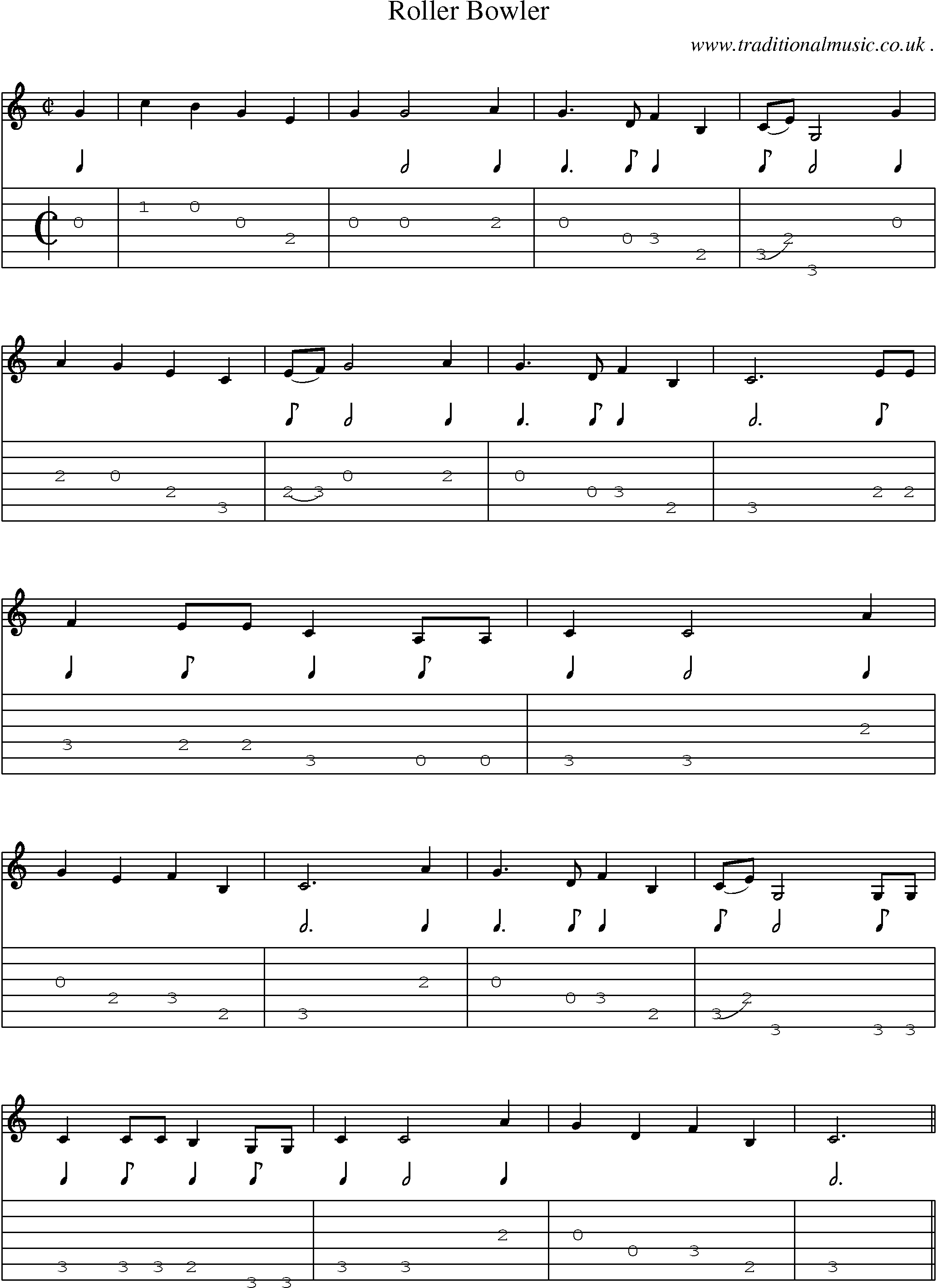 Sheet-Music and Guitar Tabs for Roller Bowler
