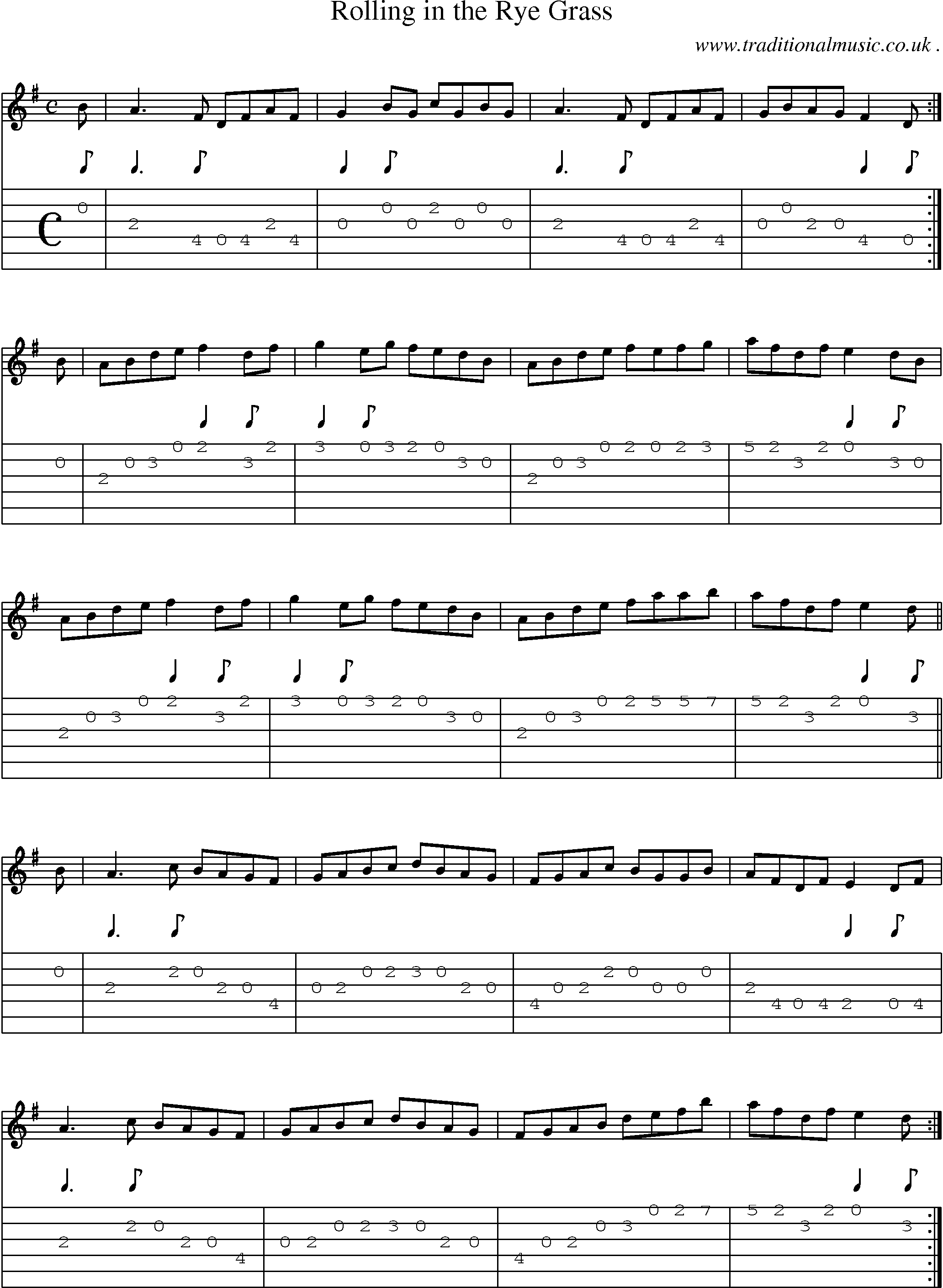 Sheet-Music and Guitar Tabs for Rolling In The Rye Grass