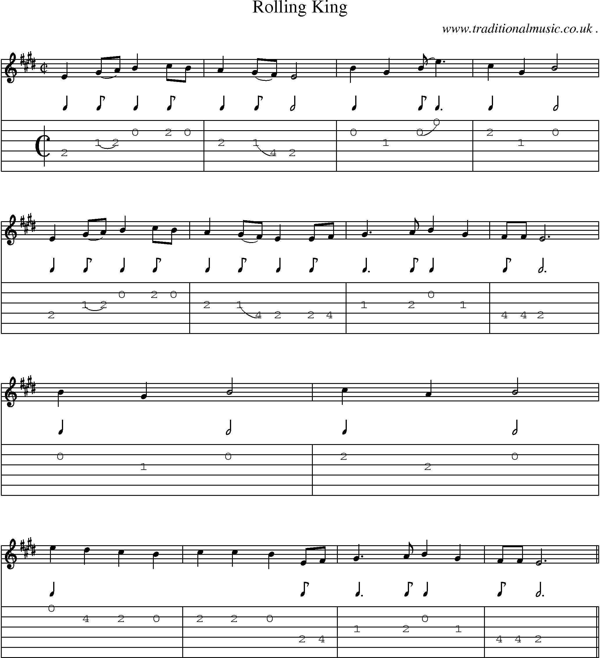 Sheet-Music and Guitar Tabs for Rolling King