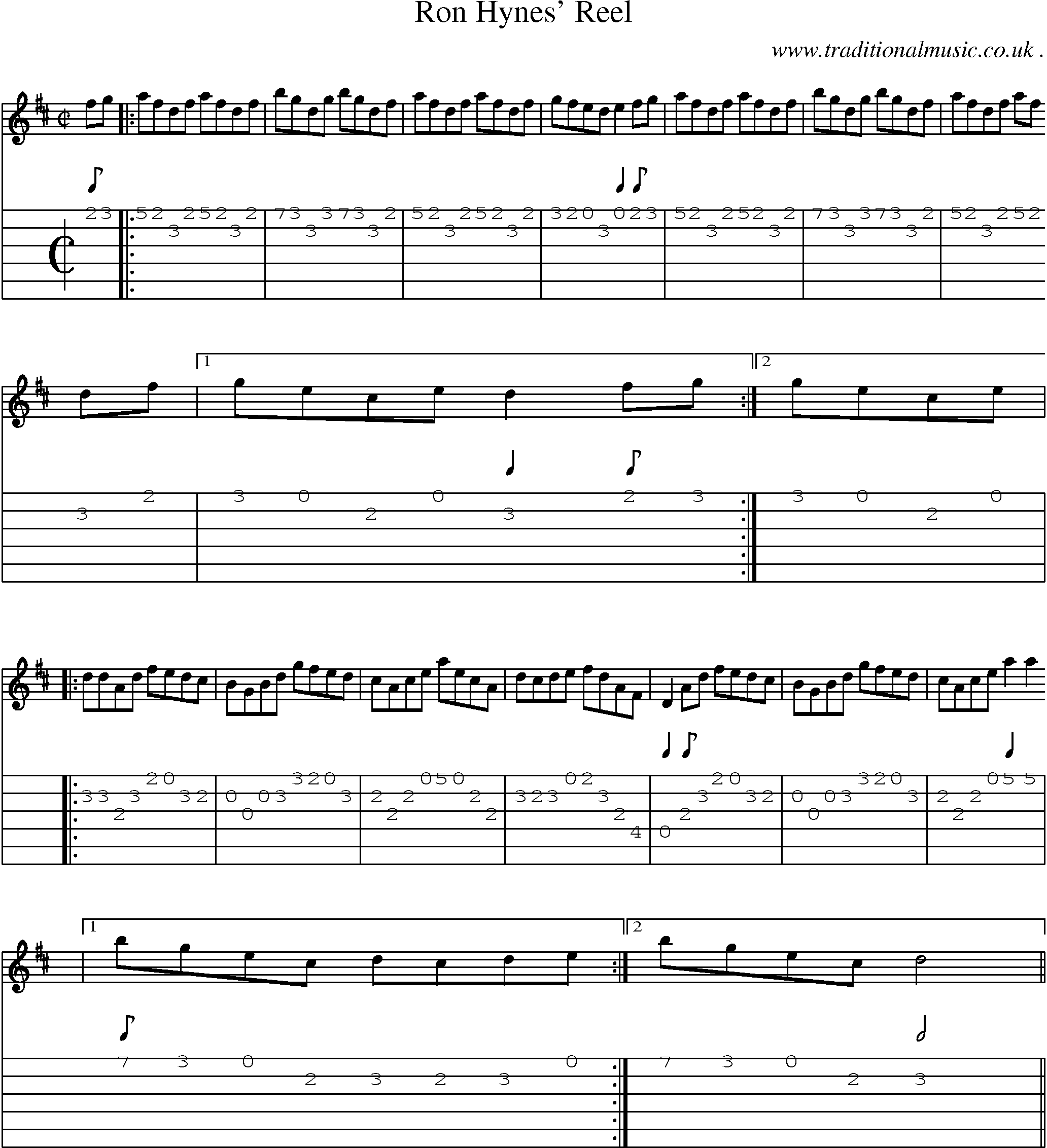 Sheet-Music and Guitar Tabs for Ron Hynes Reel