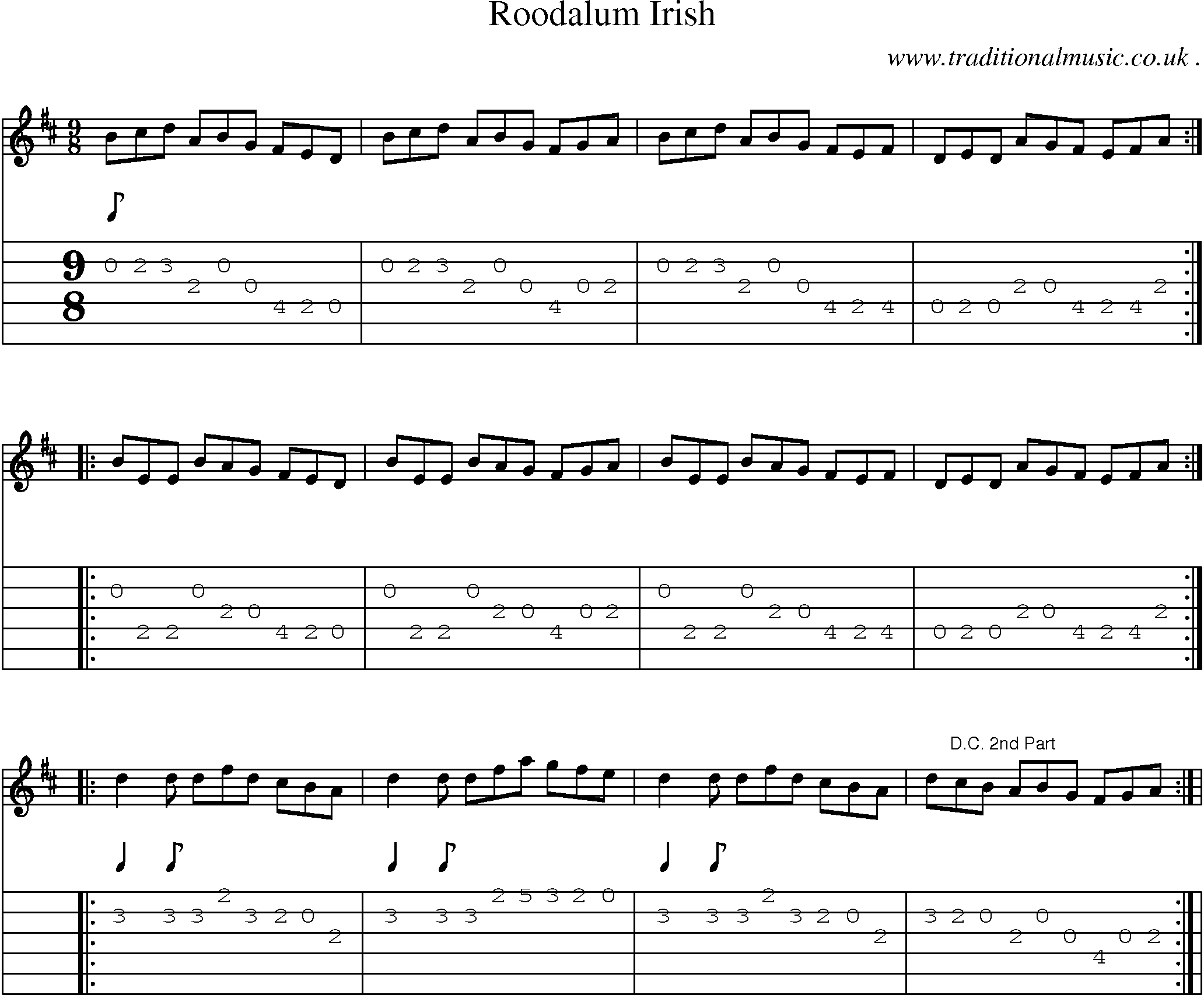 Sheet-Music and Guitar Tabs for Roodalum Irish