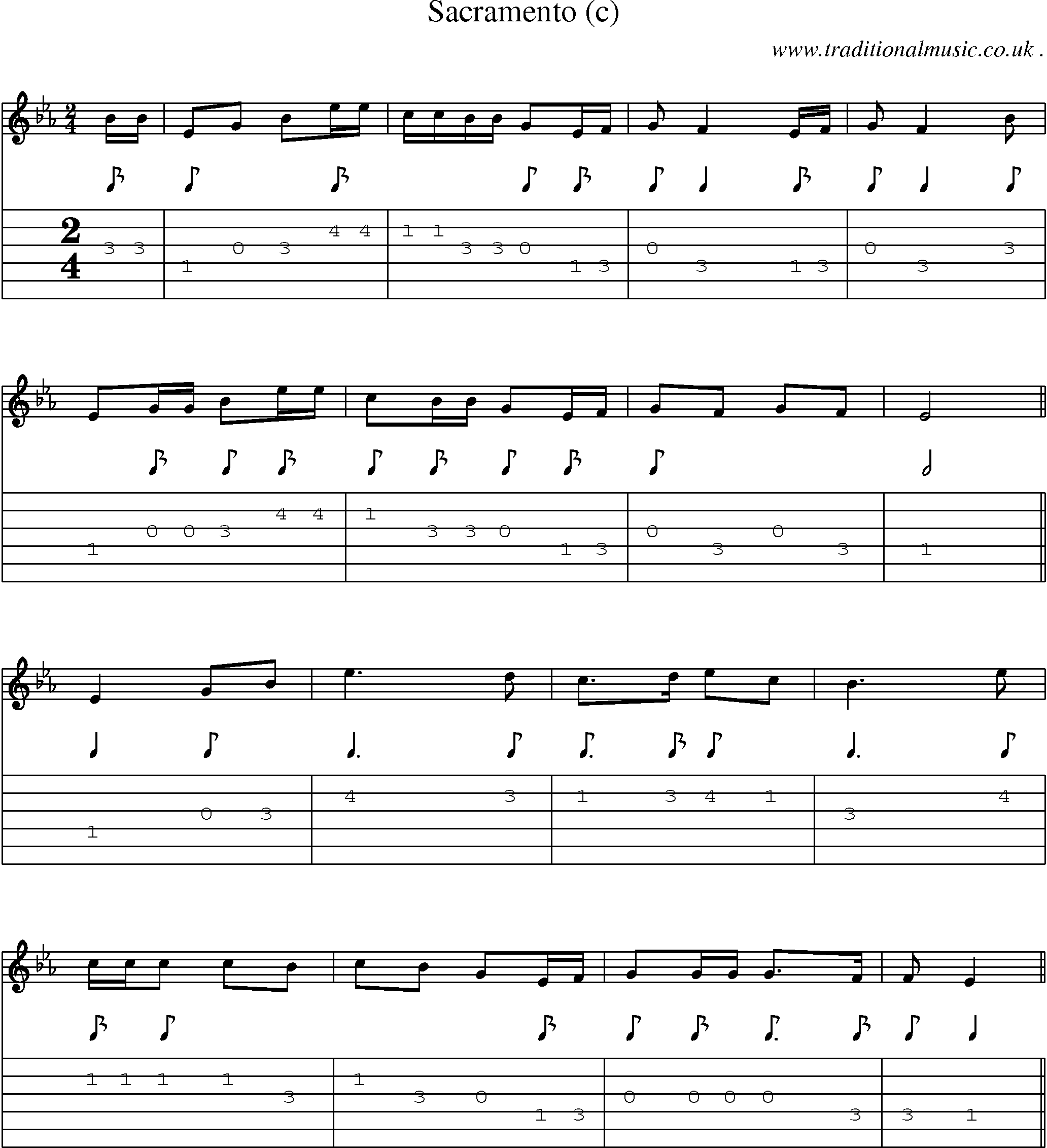 Sheet-Music and Guitar Tabs for Sacramento (c)
