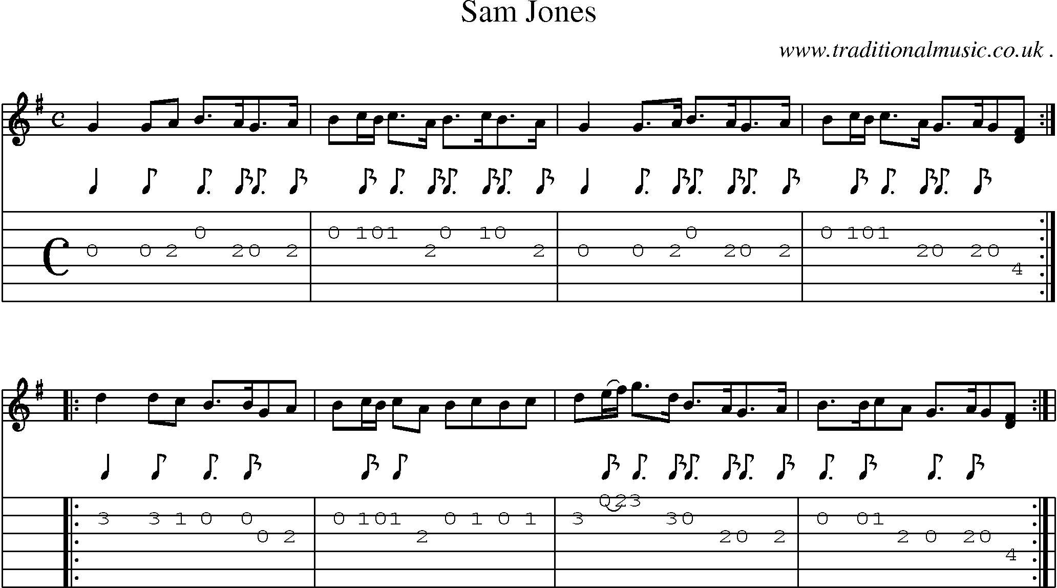 Sheet-Music and Guitar Tabs for Sam Jones