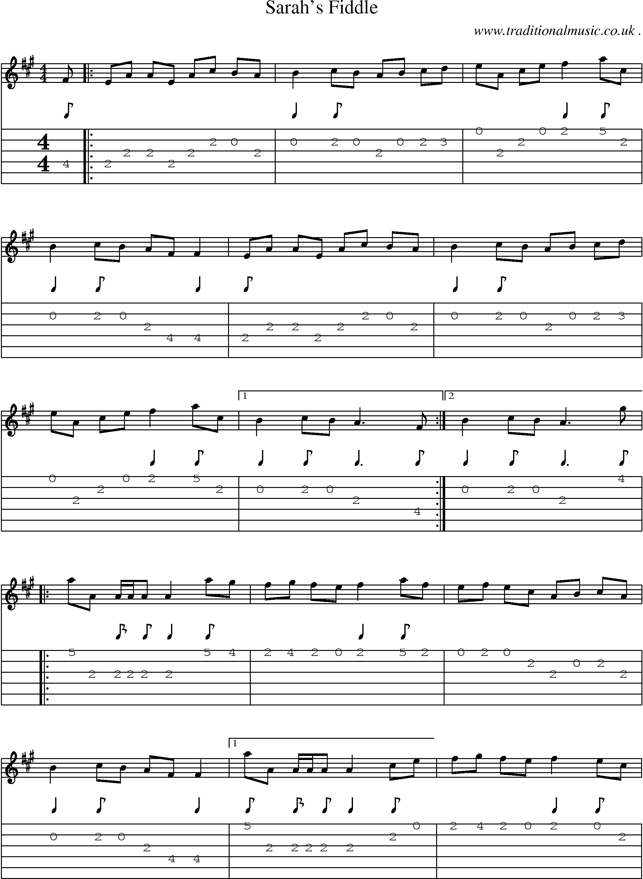 Sheet-Music and Guitar Tabs for Sarahs Fiddle