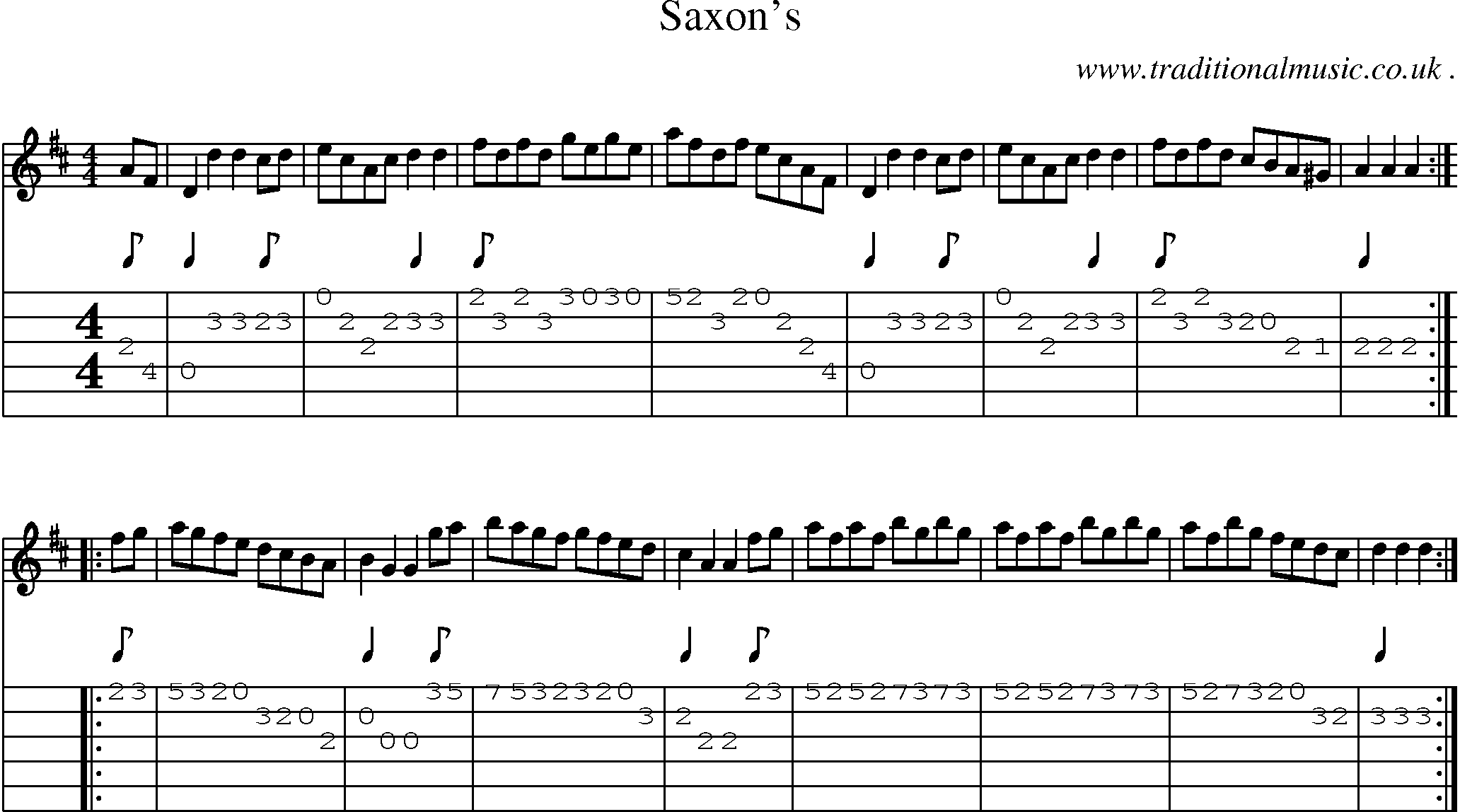 Sheet-Music and Guitar Tabs for Saxons