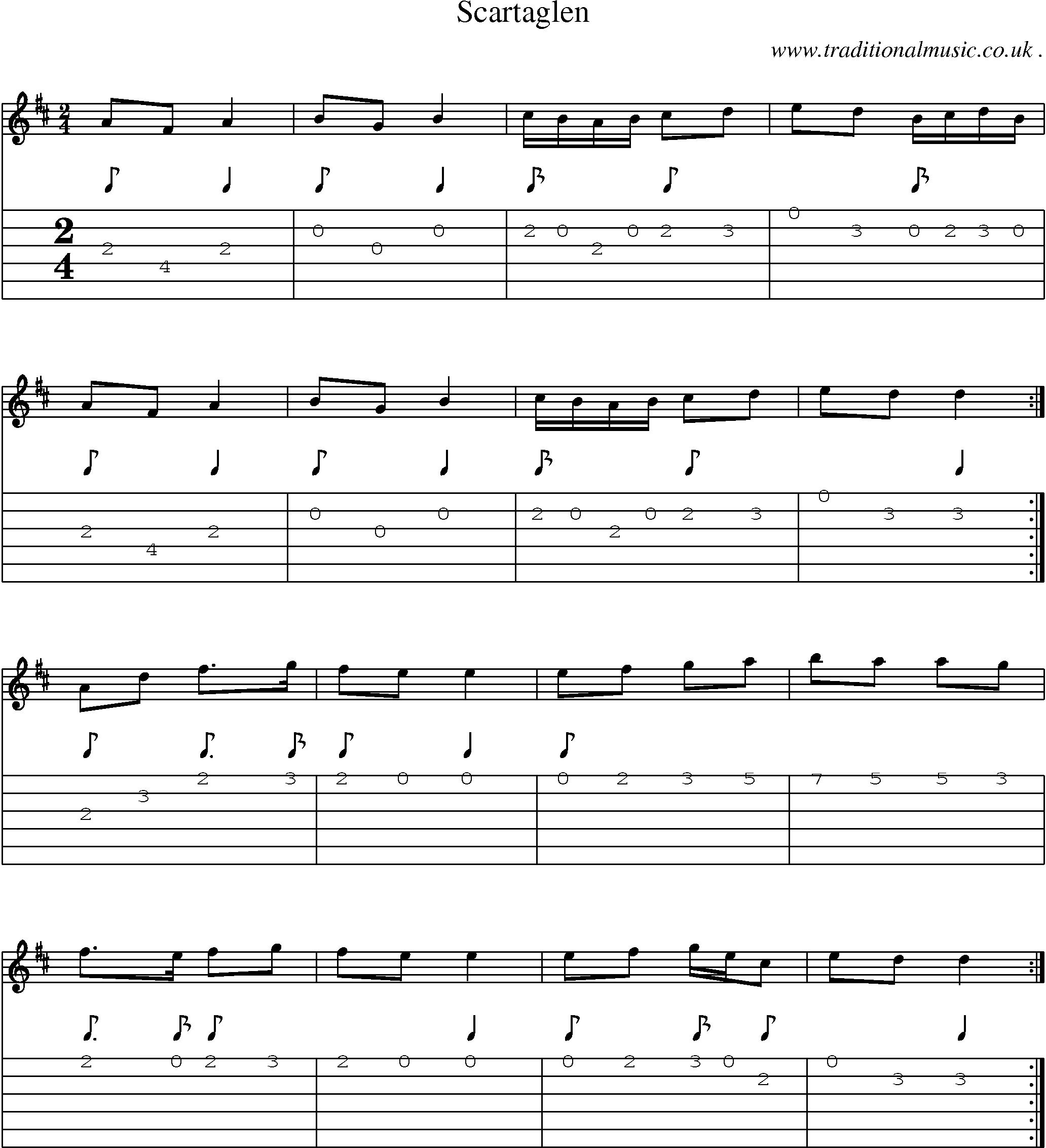 Sheet-Music and Guitar Tabs for Scartaglen