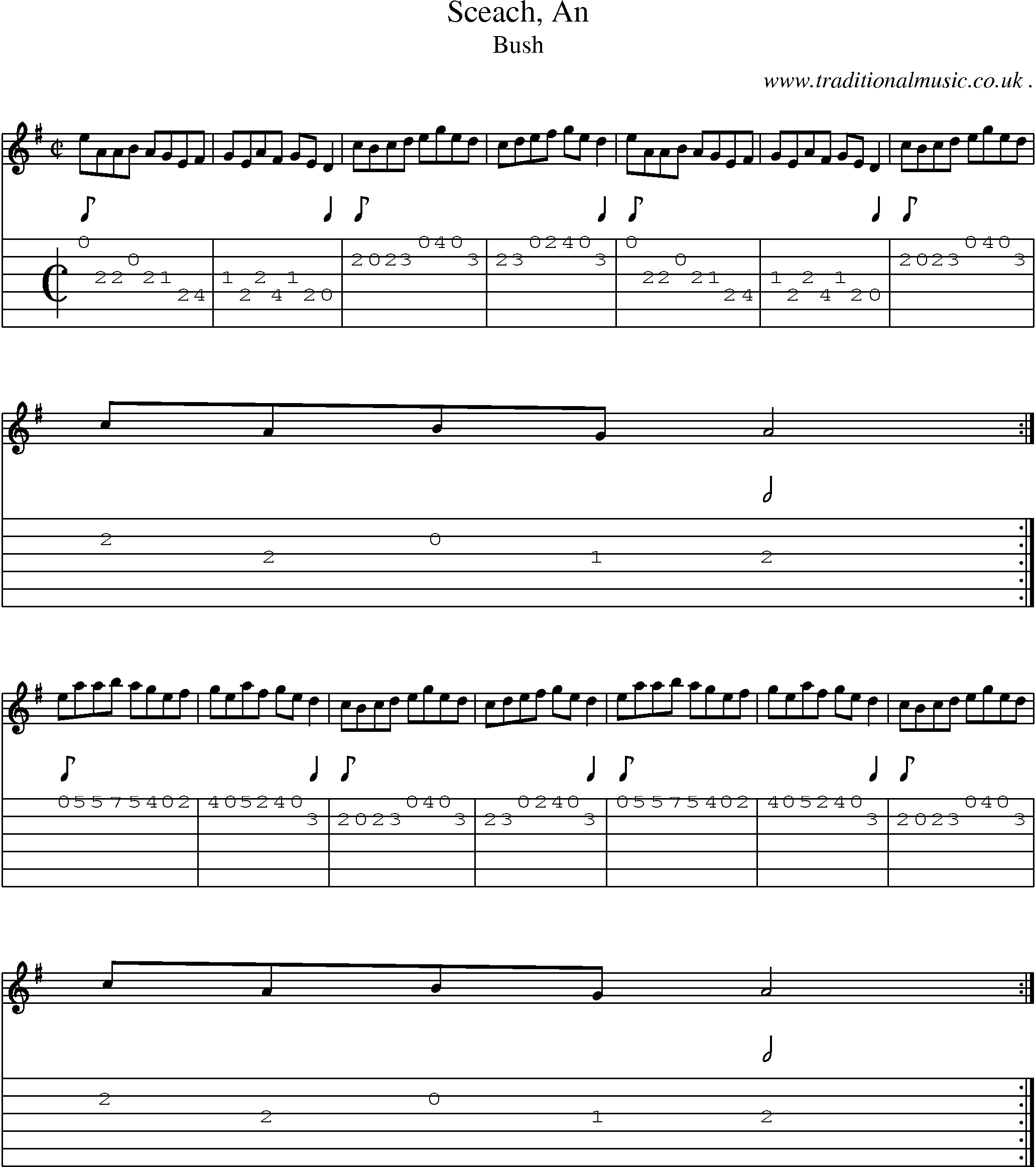 Sheet-Music and Guitar Tabs for Sceach An