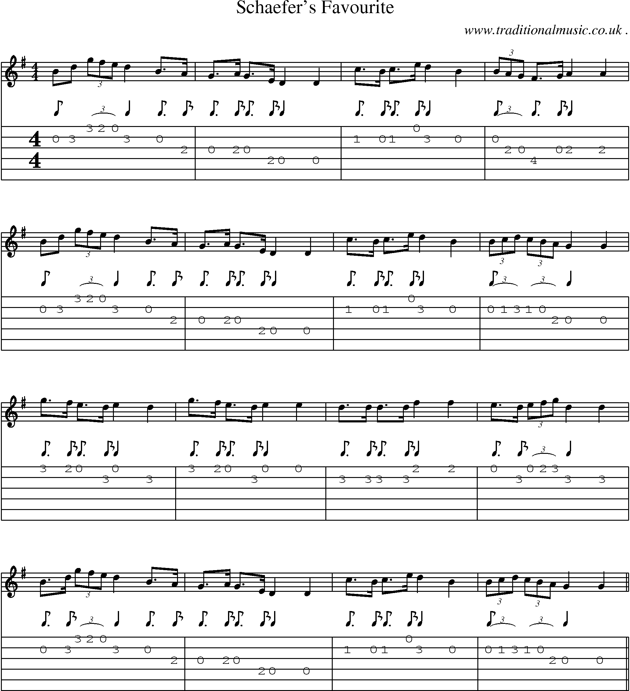 Sheet-Music and Guitar Tabs for Schaefers Favourite