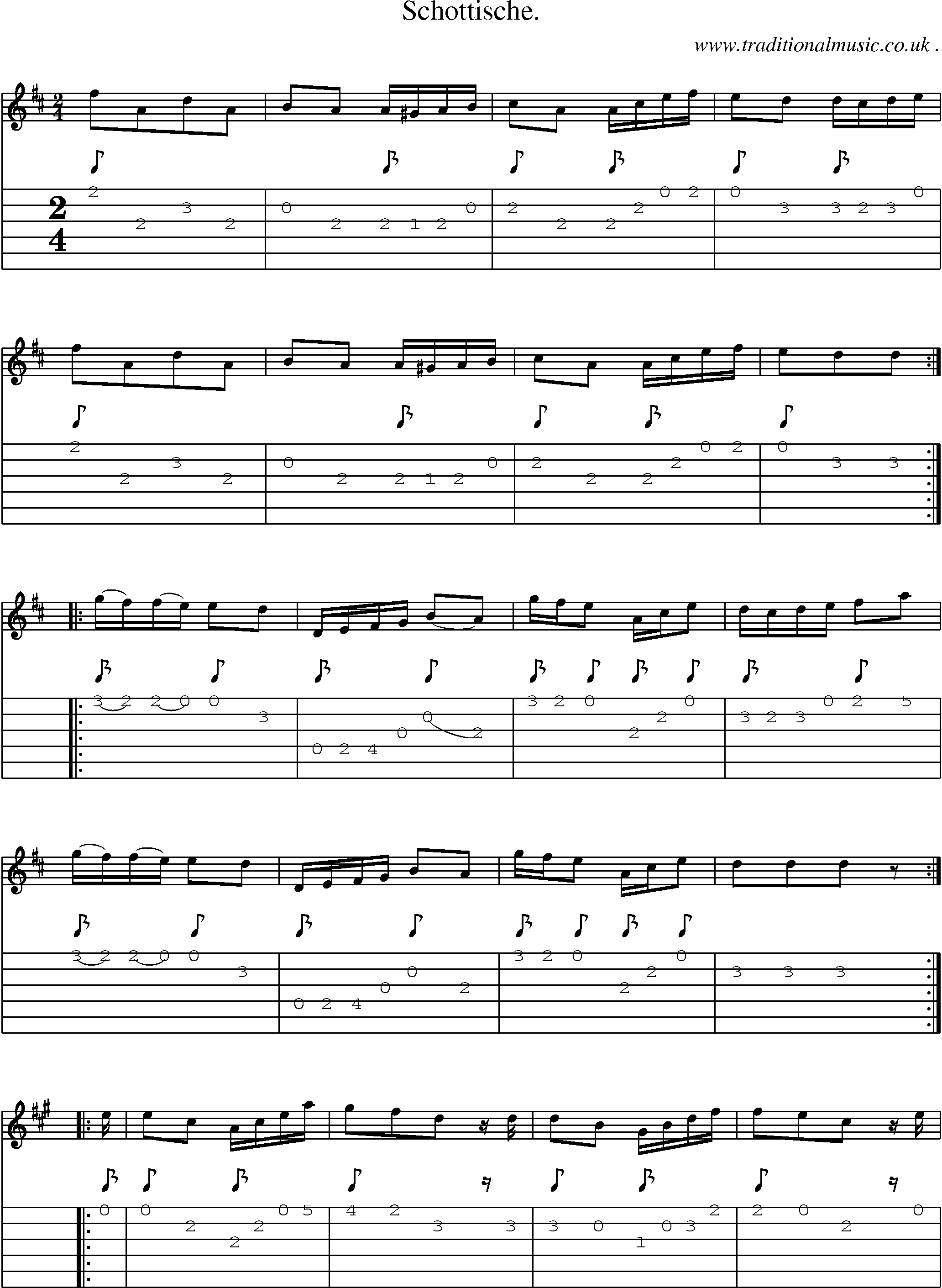 Sheet-Music and Guitar Tabs for Schottische 
