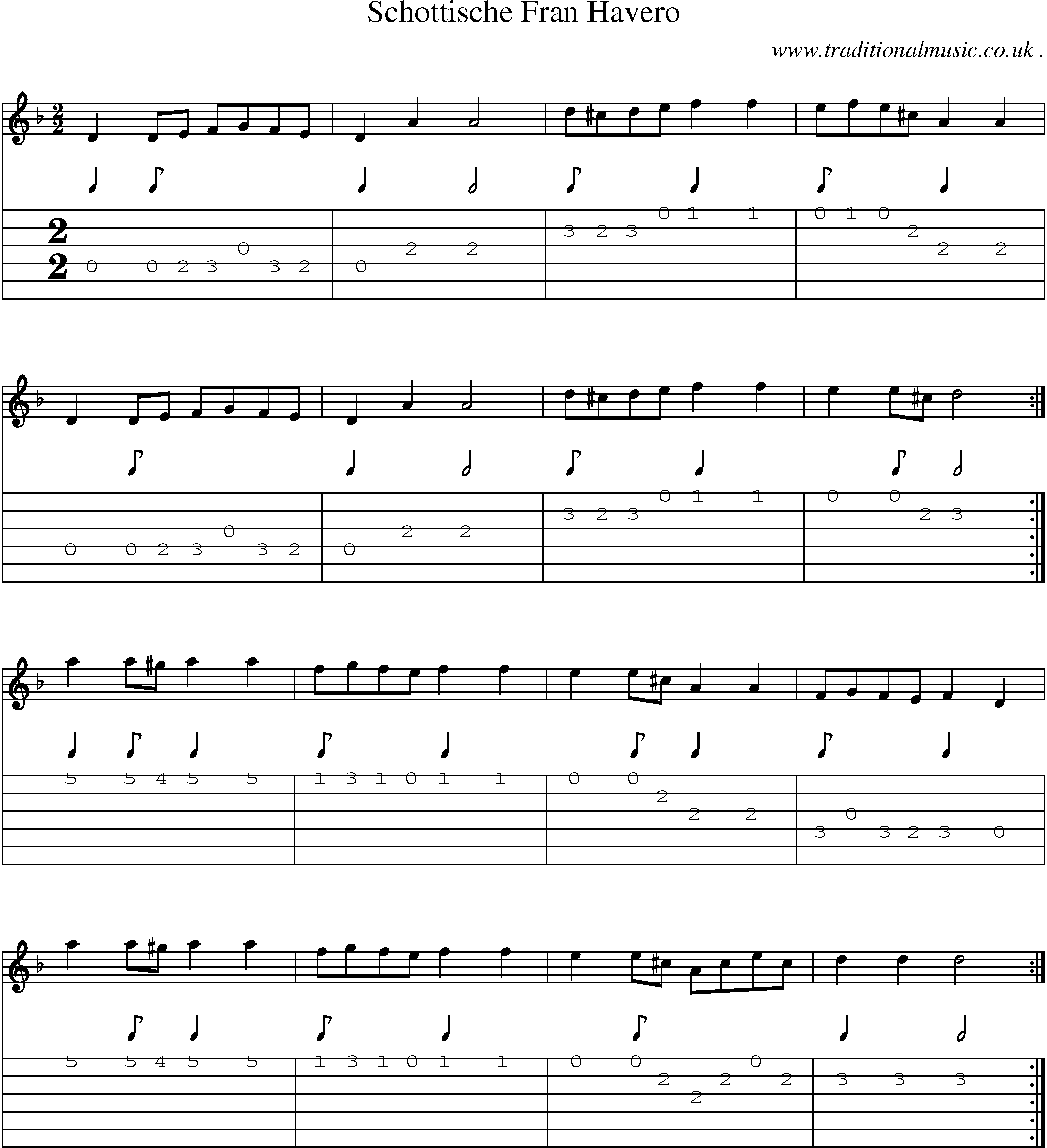Sheet-Music and Guitar Tabs for Schottische Fran Havero