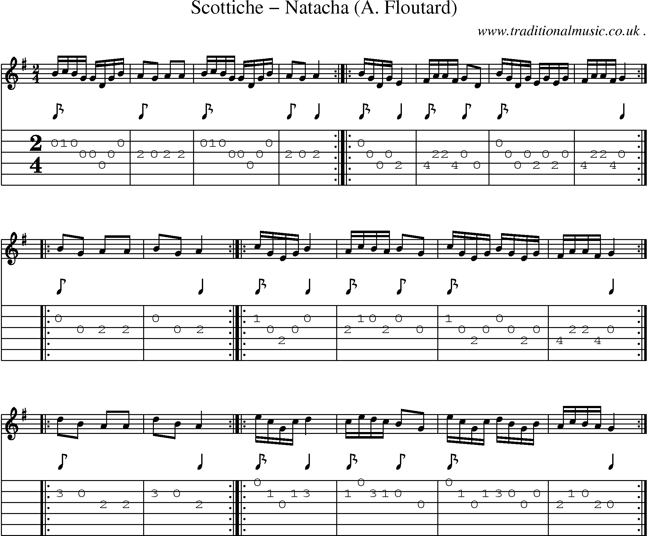 Sheet-Music and Guitar Tabs for Scottiche Natacha (a Floutard)