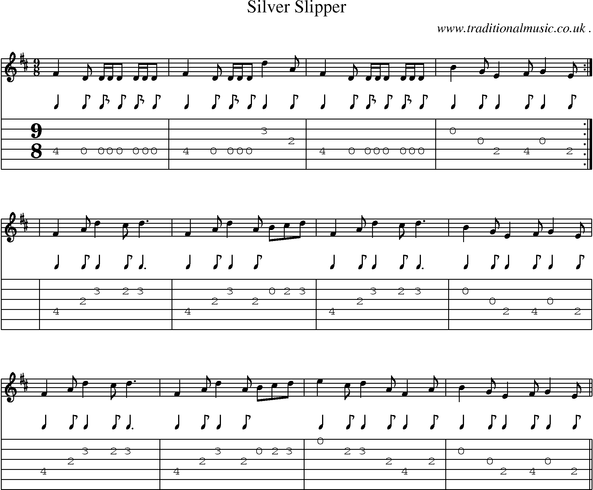 Sheet-Music and Guitar Tabs for Silver Slipper