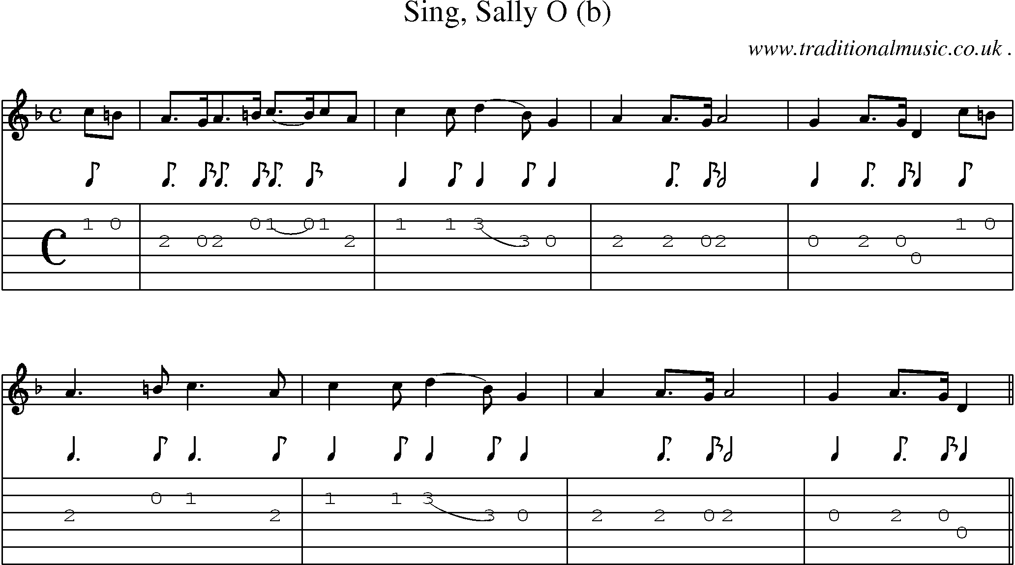 Sheet-Music and Guitar Tabs for Sing Sally O (b)