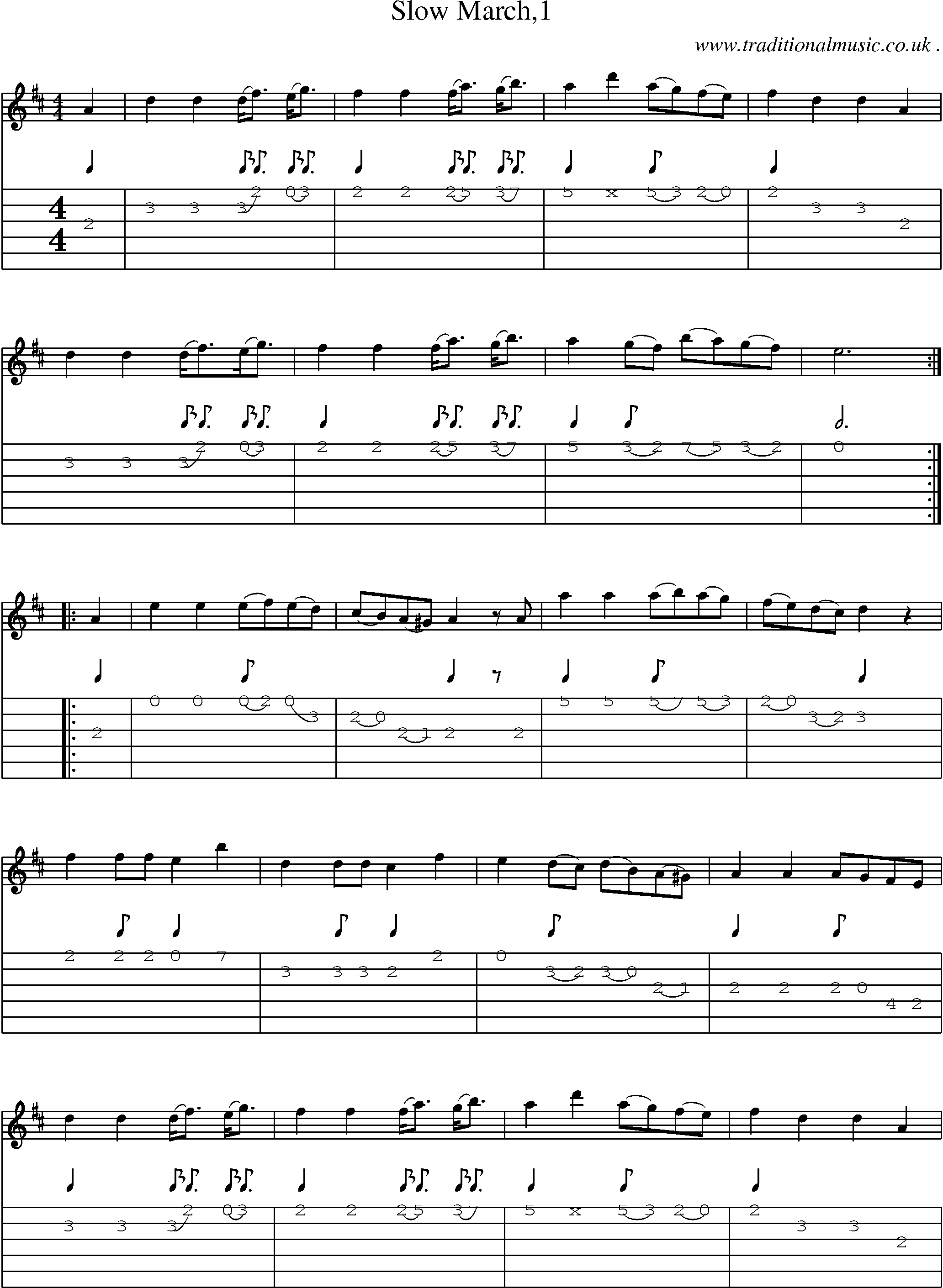 Sheet-Music and Guitar Tabs for Slow March1
