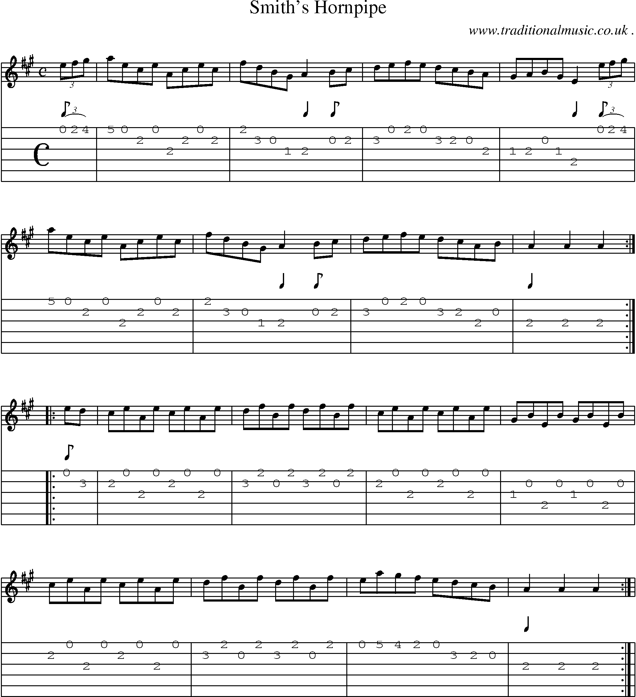 Sheet-Music and Guitar Tabs for Smiths Hornpipe