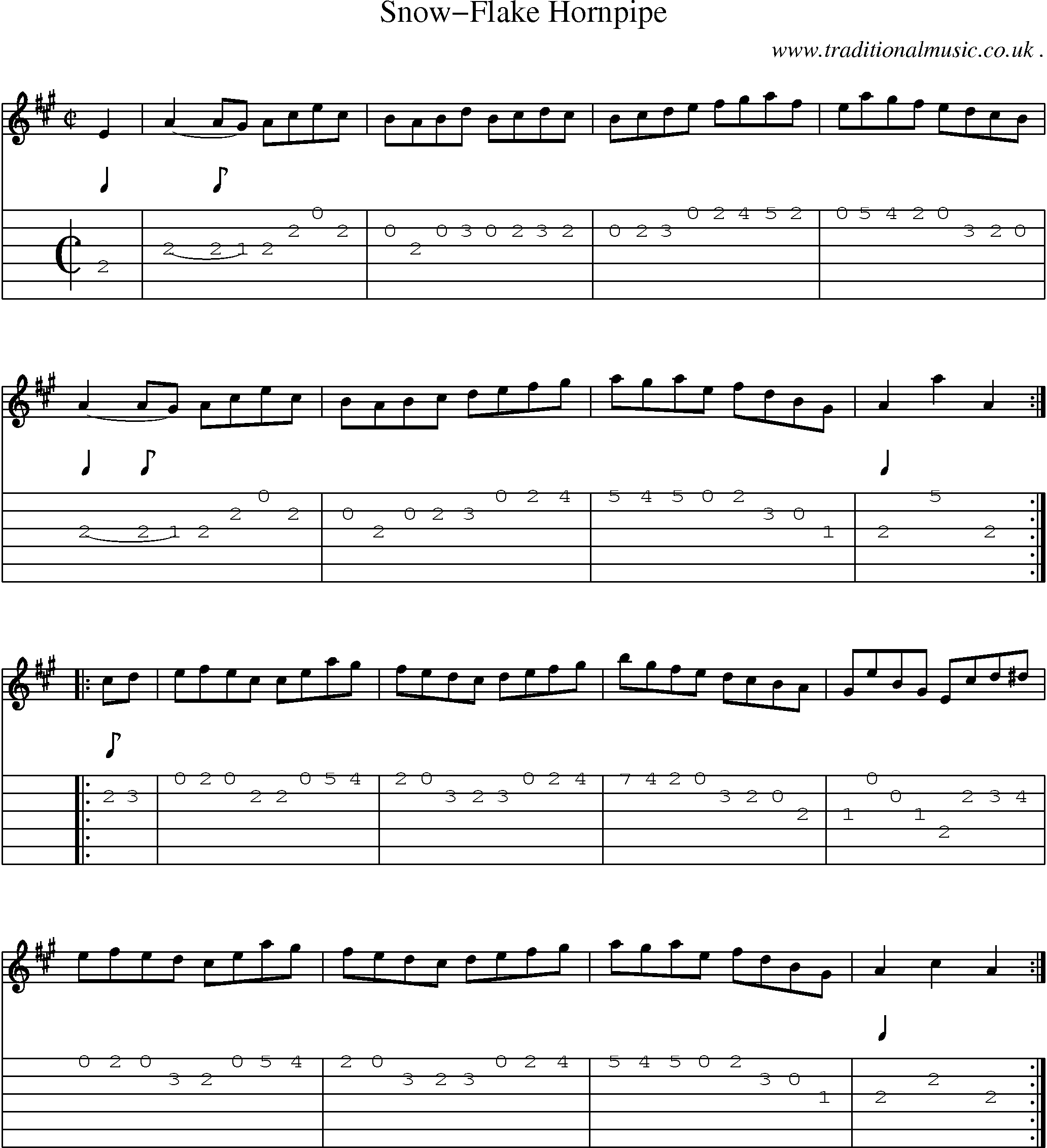 Sheet-Music and Guitar Tabs for Snow-flake Hornpipe