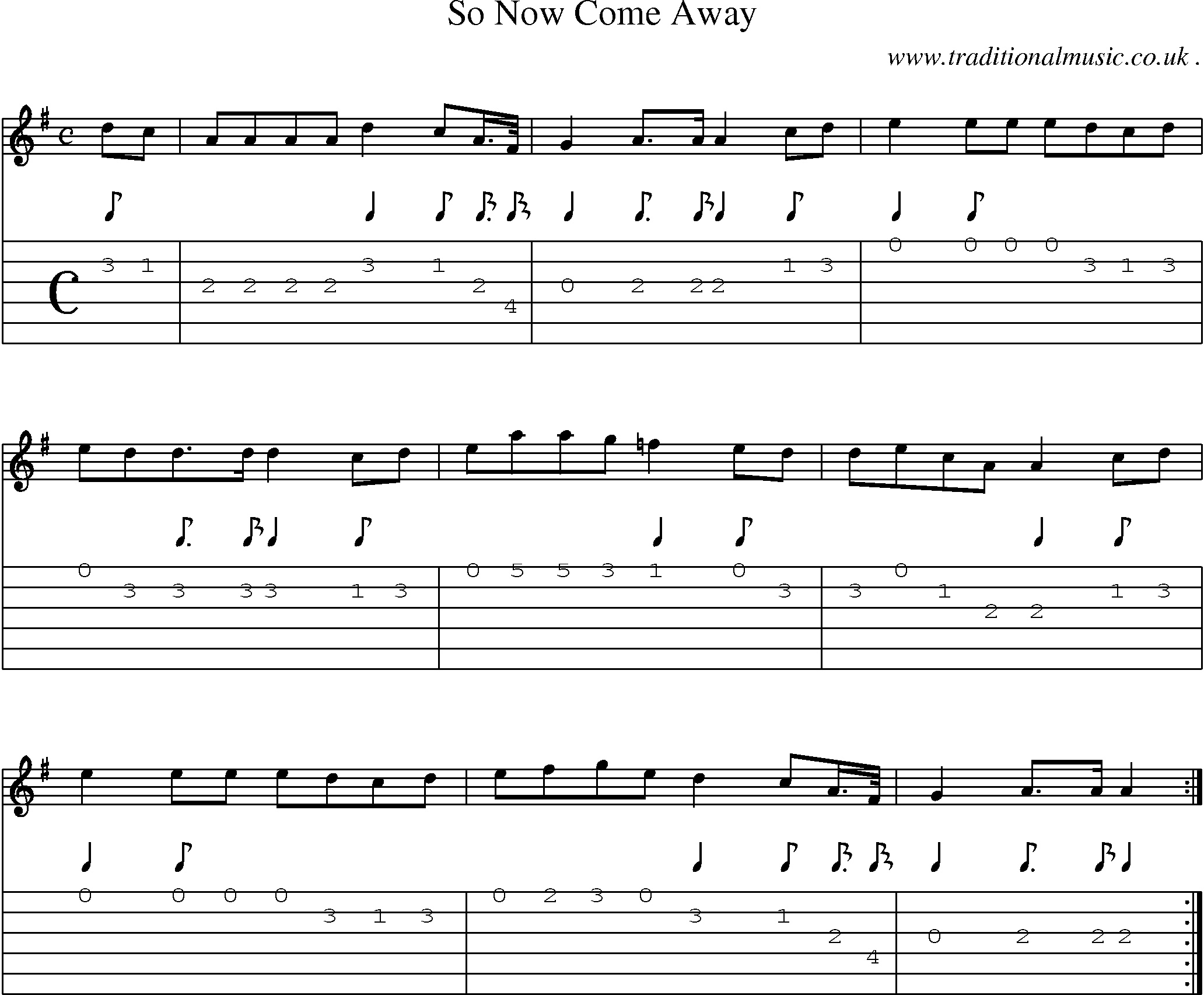 Sheet-Music and Guitar Tabs for So Now Come Away