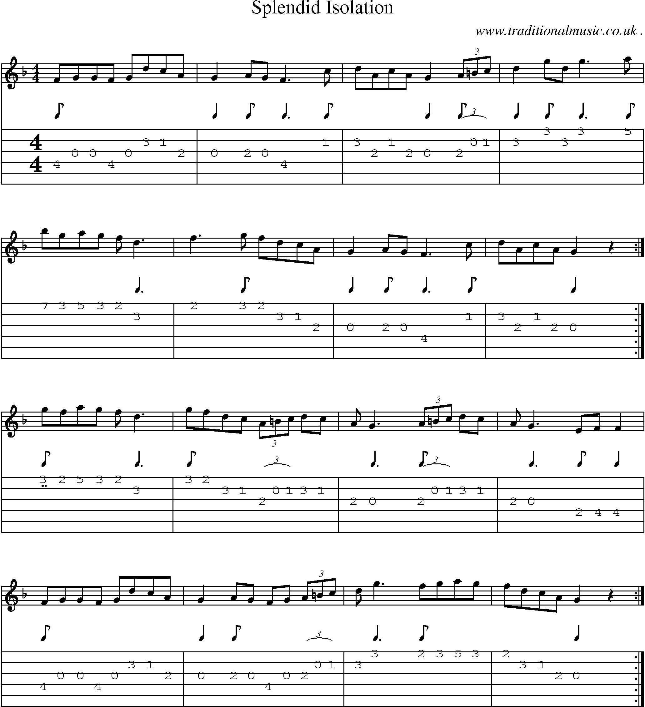 Sheet-Music and Guitar Tabs for Splendid Isolation