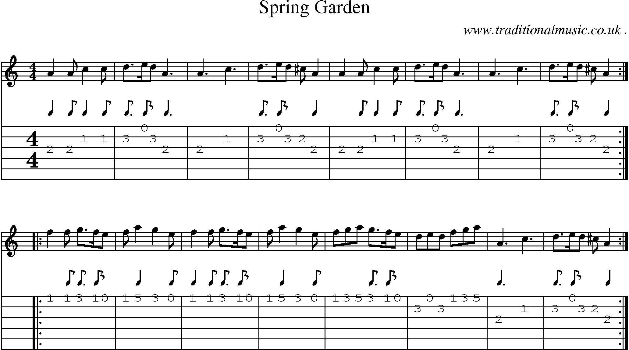 Sheet-Music and Guitar Tabs for Spring Garden