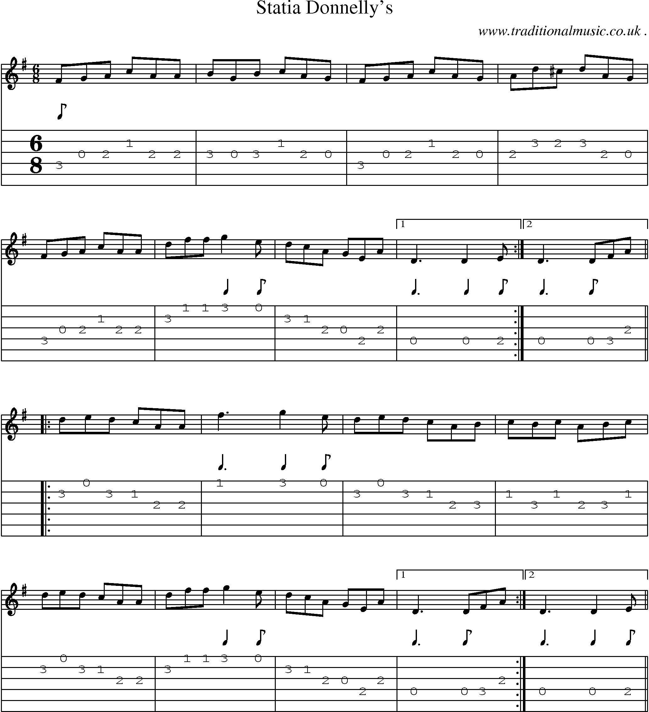 Sheet-Music and Guitar Tabs for Statia Donnellys